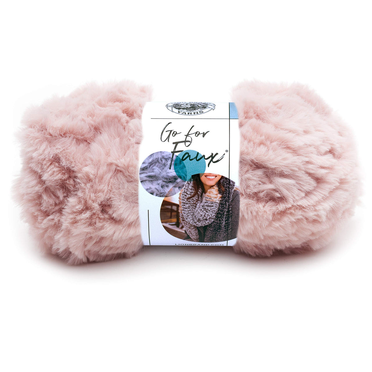 (1 Skein) Lion Brand Yarn Go For Faux Bulky Yarn, Pink Poodle