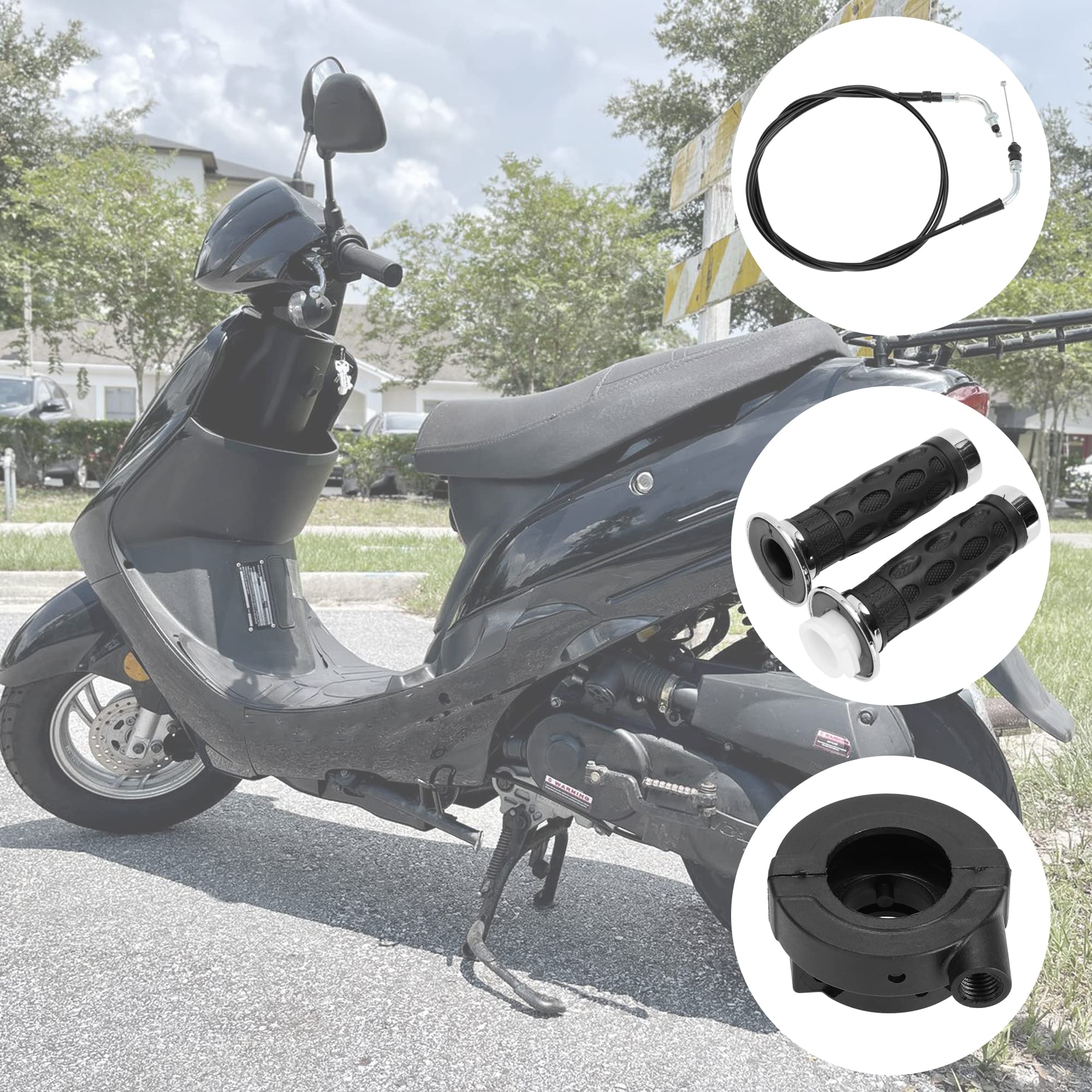 Yoxufa 7/8 Twist Grip 78' Throttle Cable Kit For Gy6 50 80 125 150Cc Qmb139 157Qmj Taotao Lancer Vip Future Champion Wolf Rx50 Icebear Dongfang Jonway Roketa Scooter Moped Mini Bike Go Kart Parts