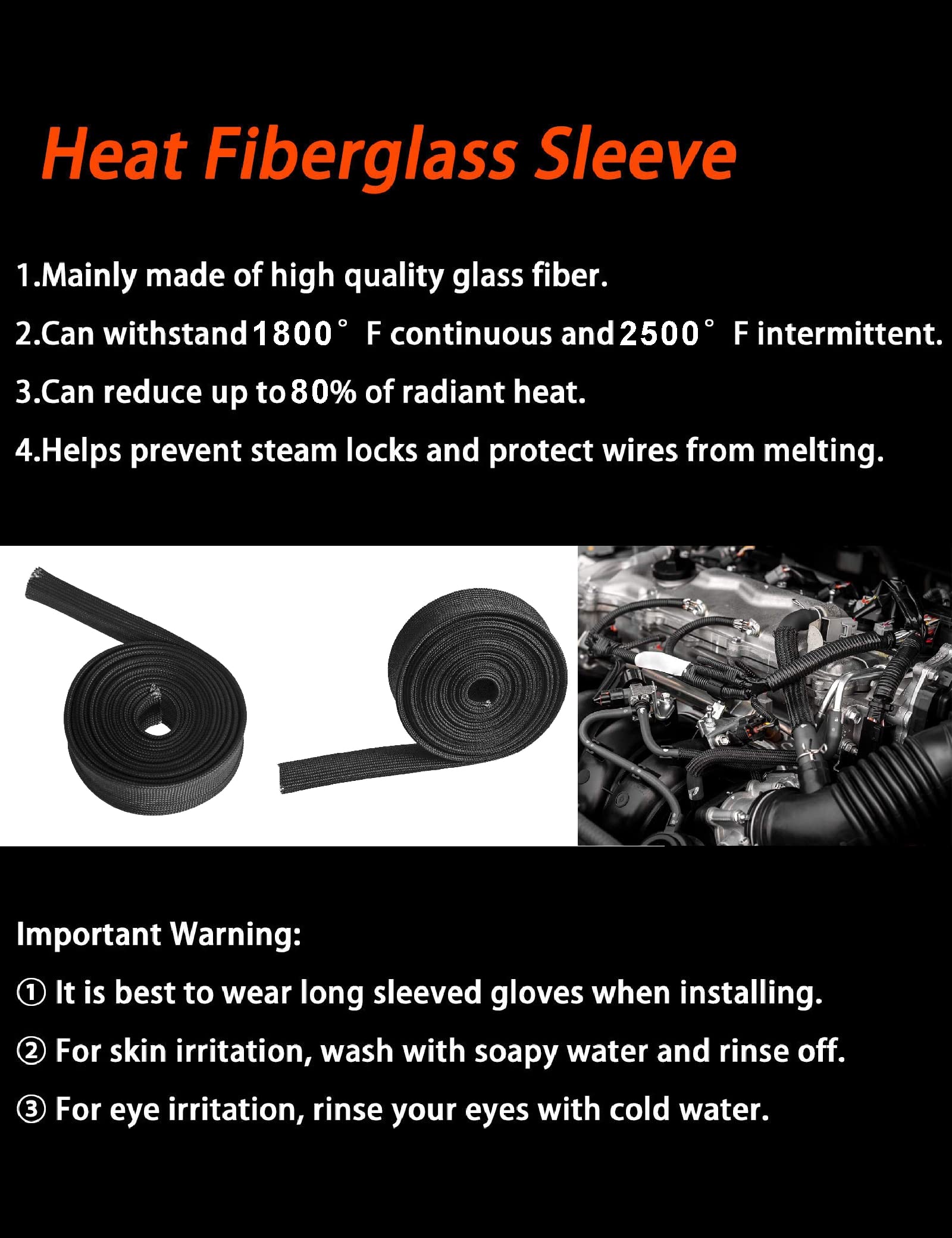 Wire Heat Shield Automotive Heat Shield Sleeve Fuel Line Heat Shield Auto Hose Spark Plug Wire Cover Protectors Boots Roll 2500