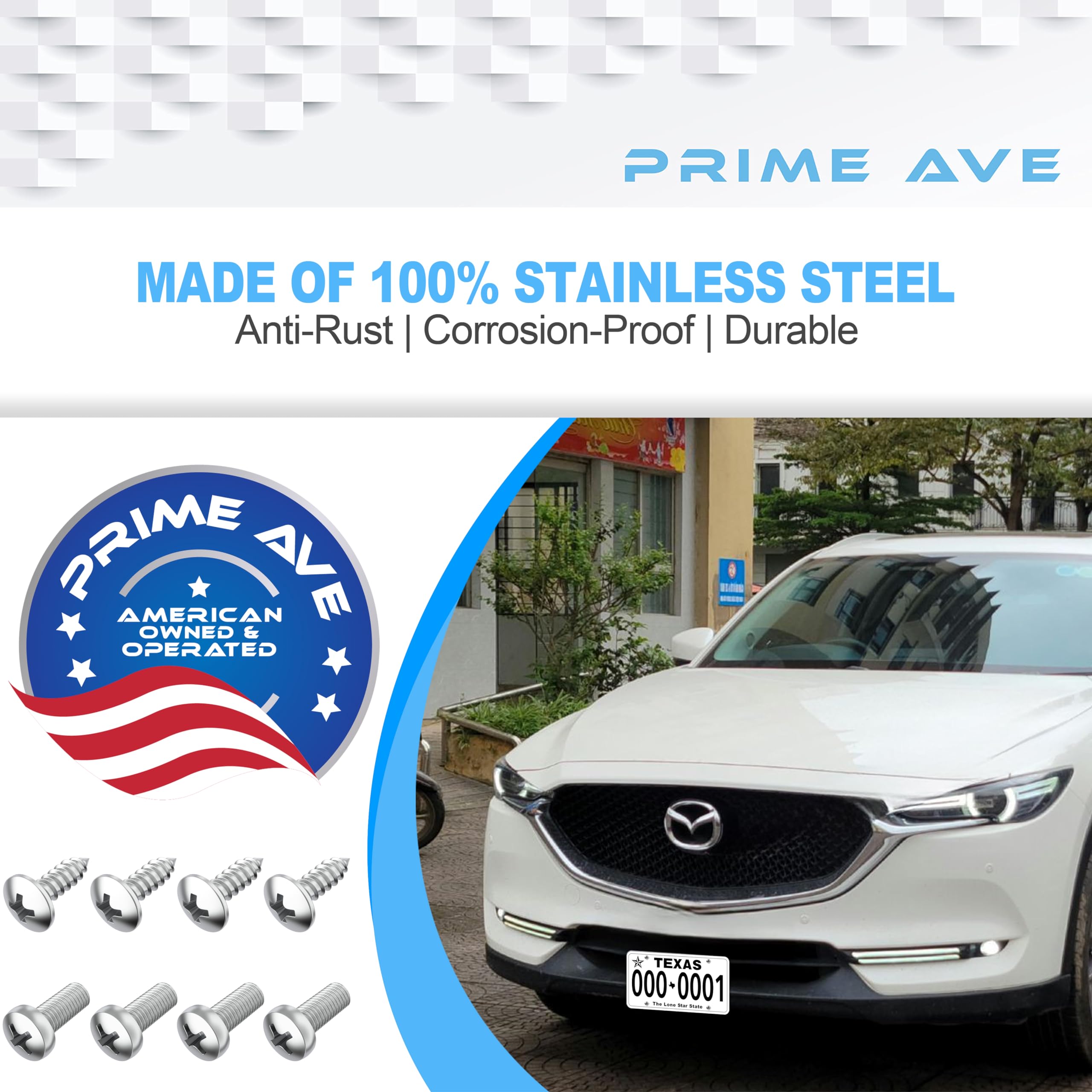 Prime Ave Stainless Steel License Plate Screws Compatible/Replacement For Mazda