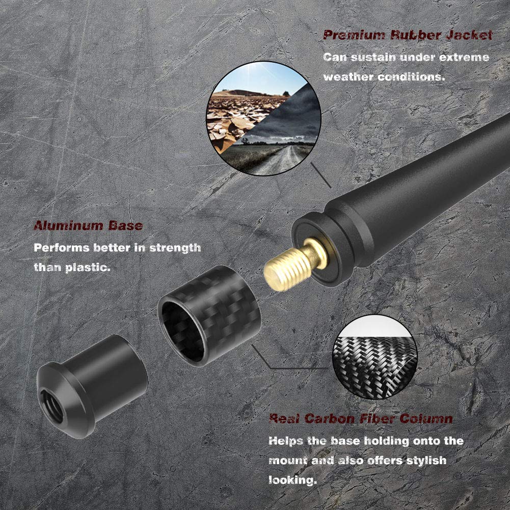 RYDONAIR 7 Short Antenna for Ford F150 (2009-2025) & Bronco (2021-2025) - Black Rubber, Car Wash Proof, Enhanced Reception