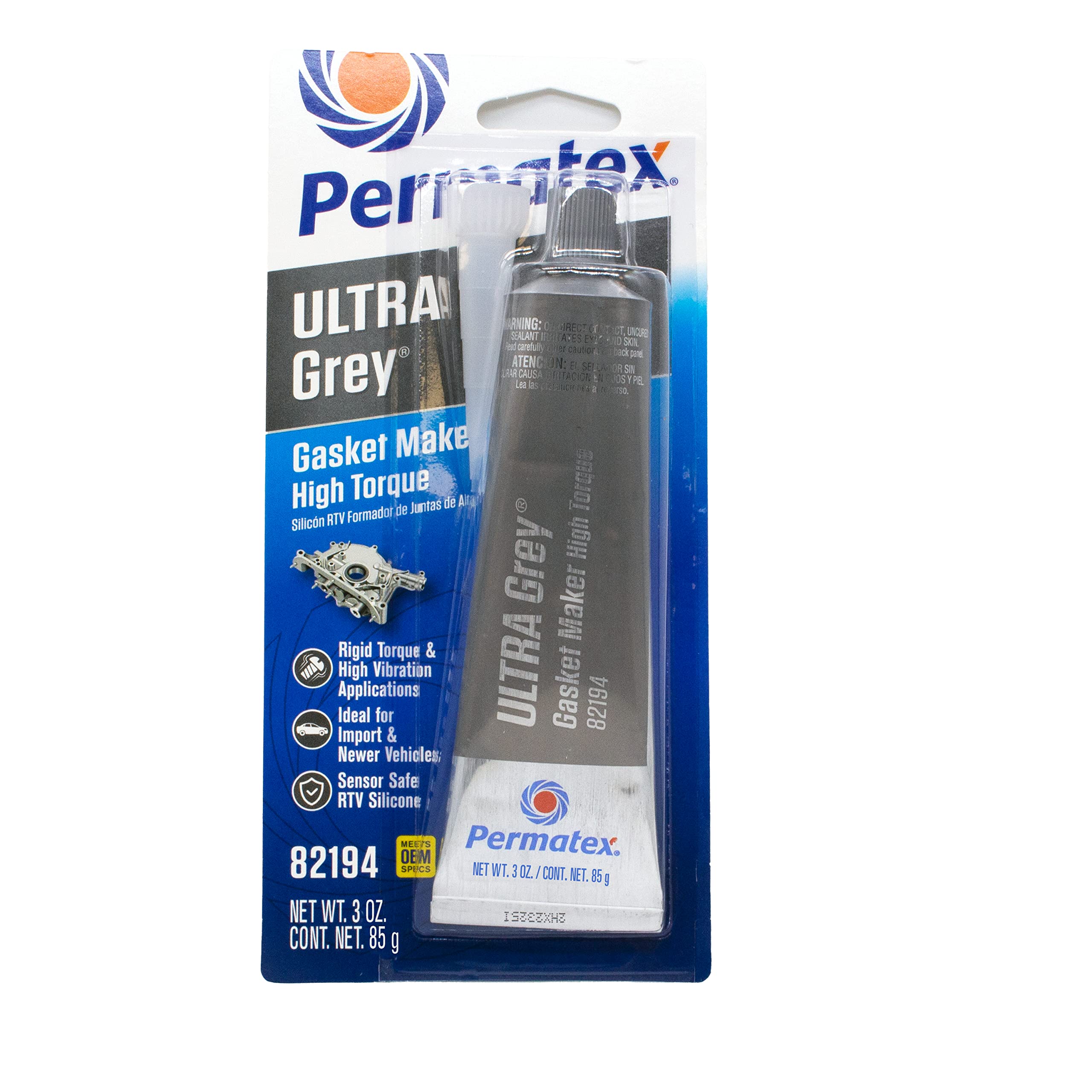 Permatex 82194-12Pk Ultra Grey Rigid High-Torque Rtv Silicone Gasket Maker, 3 Ounce (Pack Of 12)