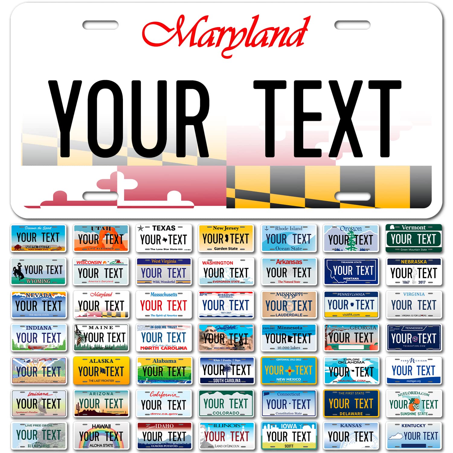 Sigo Signs Custom Maryland License Plate - 6x12" Rust-Free Aluminum, Fade Resistant, Personalized Front of Car Sign
