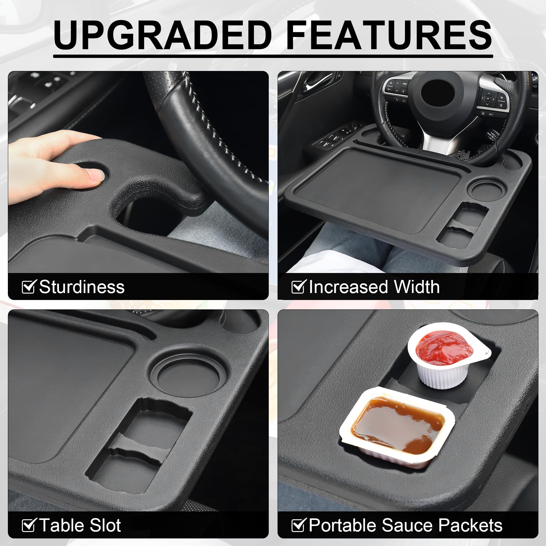 Justtop 4 In 1 Car Steering Wheel Desk For Laptop,Versatile Upgraded Car Seat Tray, Spacious Steering Wheel Table With Tablet Ho