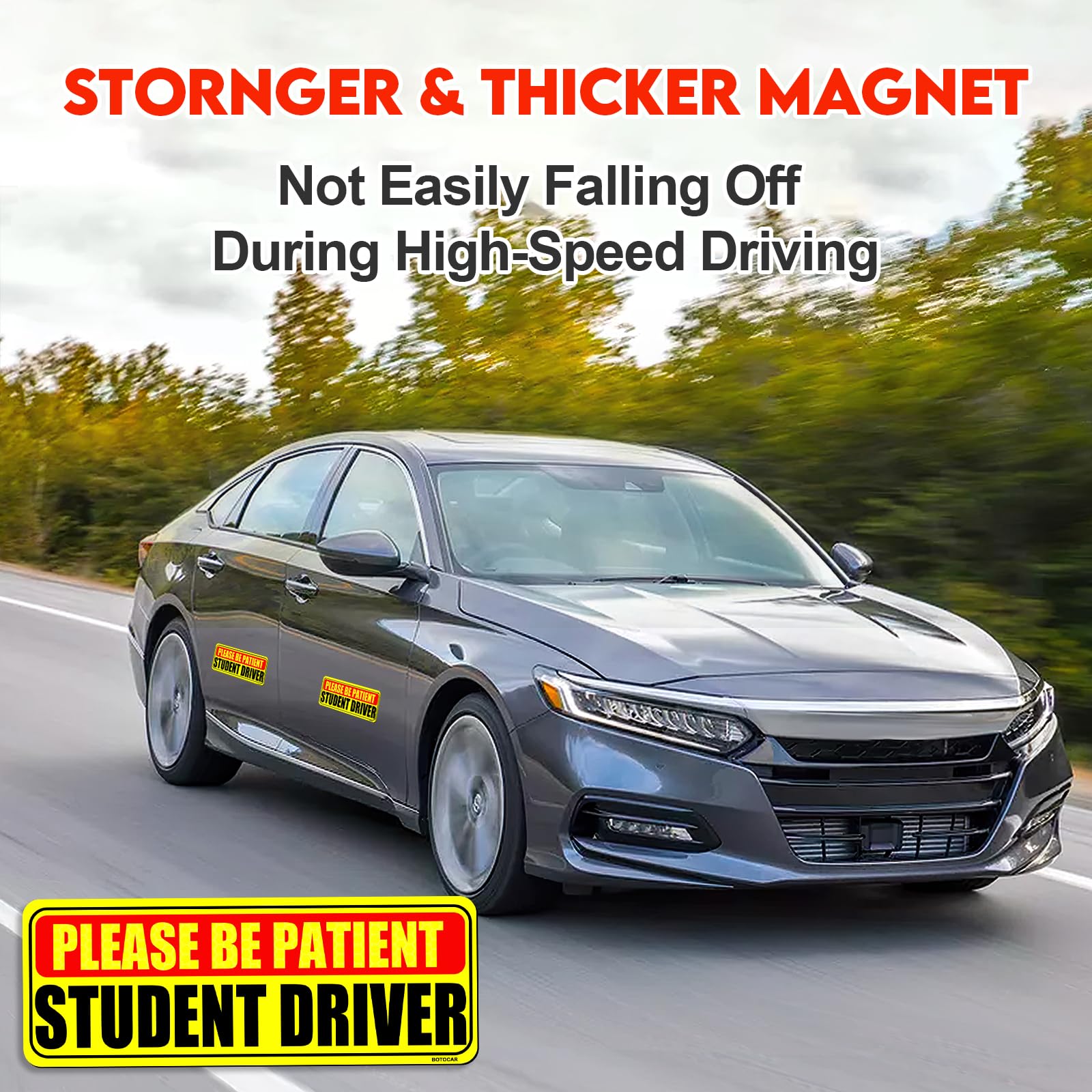 Botocar Student Driver Sticker Magnet For Car 3 Pack, Please Be Patient Student Driver Magnet, Magnetic New Drivers Vehicle Safe