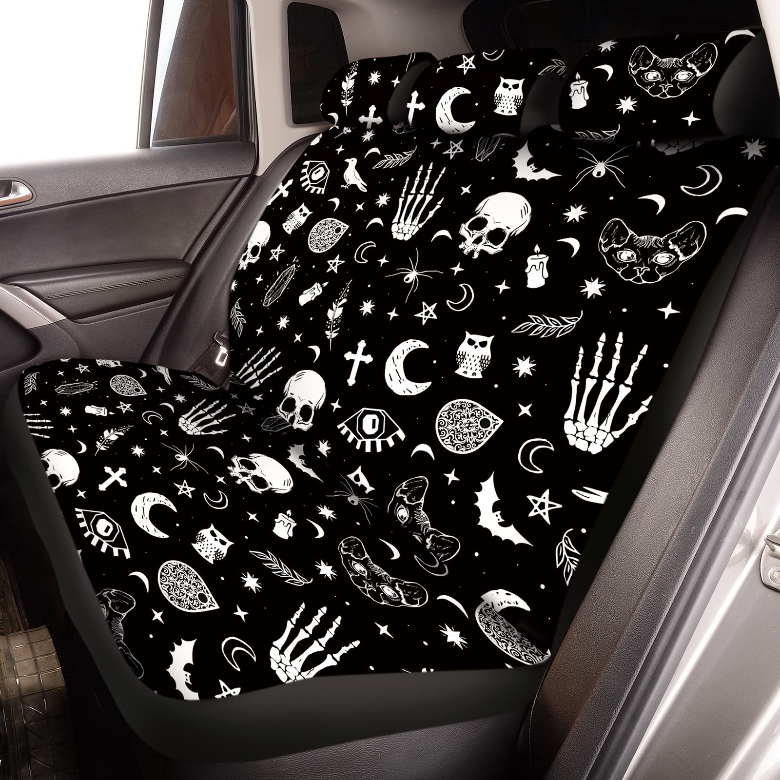 15 Pieces Moon and Stars Car Seat Cover Full Set for Women Men Upgrade Thick Car Front Seat Covers Universal Steering Wheel Cove