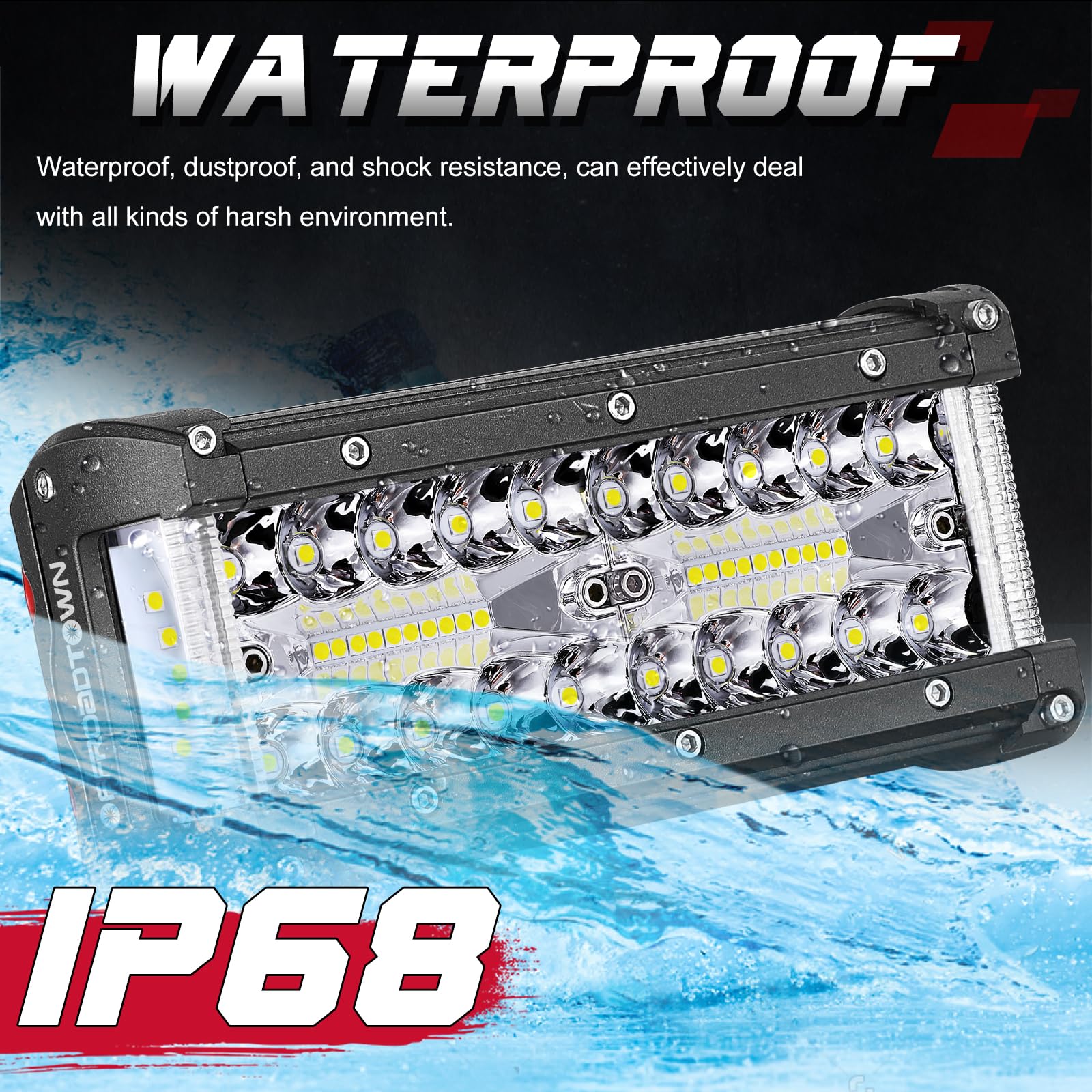 Offroadtown 7In Led Light Bars Side Shooter Led Pods Off Road Fog Lights Driving Lights With Black Red Blue Side Cover For Truck