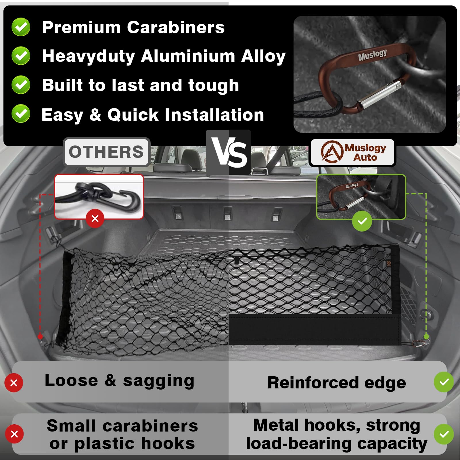Muslogy Envelope Style Trunk Cargo Net Compatible With 2015-2024 2025 Outback Accessories Custom Fit Trunk Organizer Upgraded St