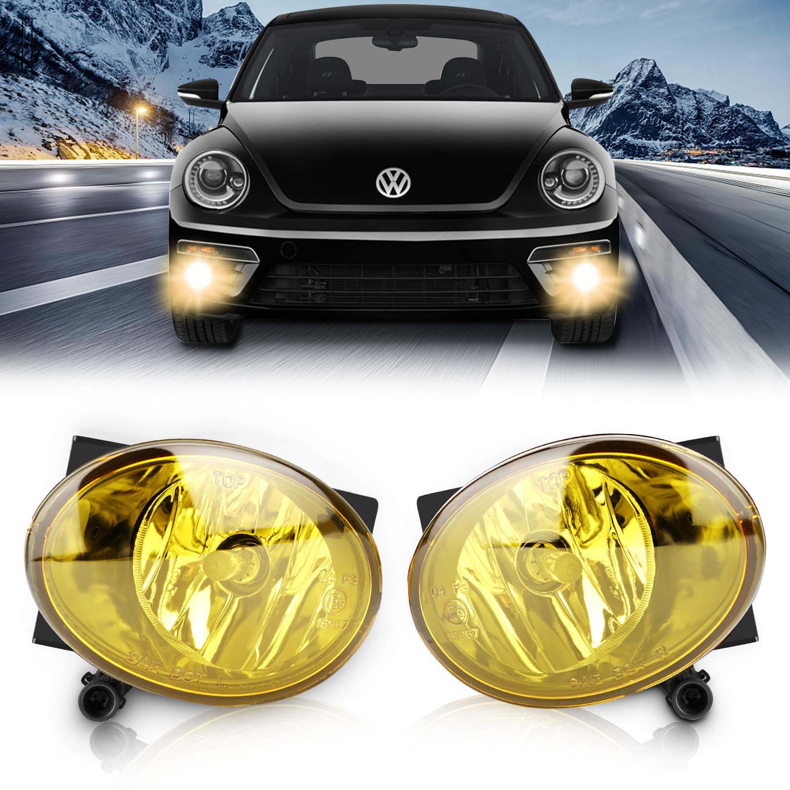TangMiGe Fog Lights Lamps for 2010-2015 Volkswagen Golf Hatchback/Wagon, Volkswagen Jetta Sedan/Wagon, Volkswagen Beetle, Volksw