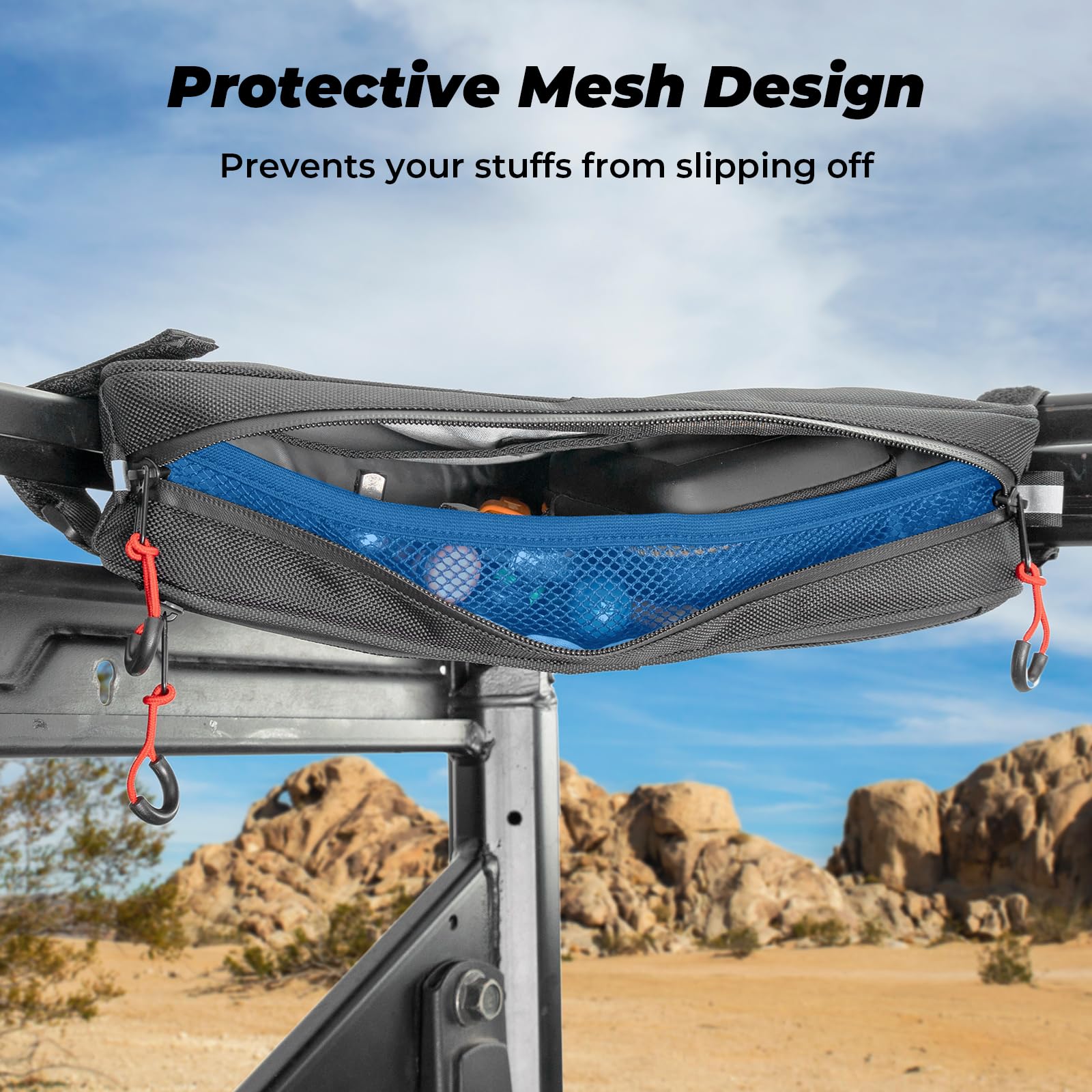 KEMIMOTO UTV Roll Bar Triangle Storage Bag, Water Resistant Universal Roof/Door/Side Armrest Bag Compatible with Most UTV, Road