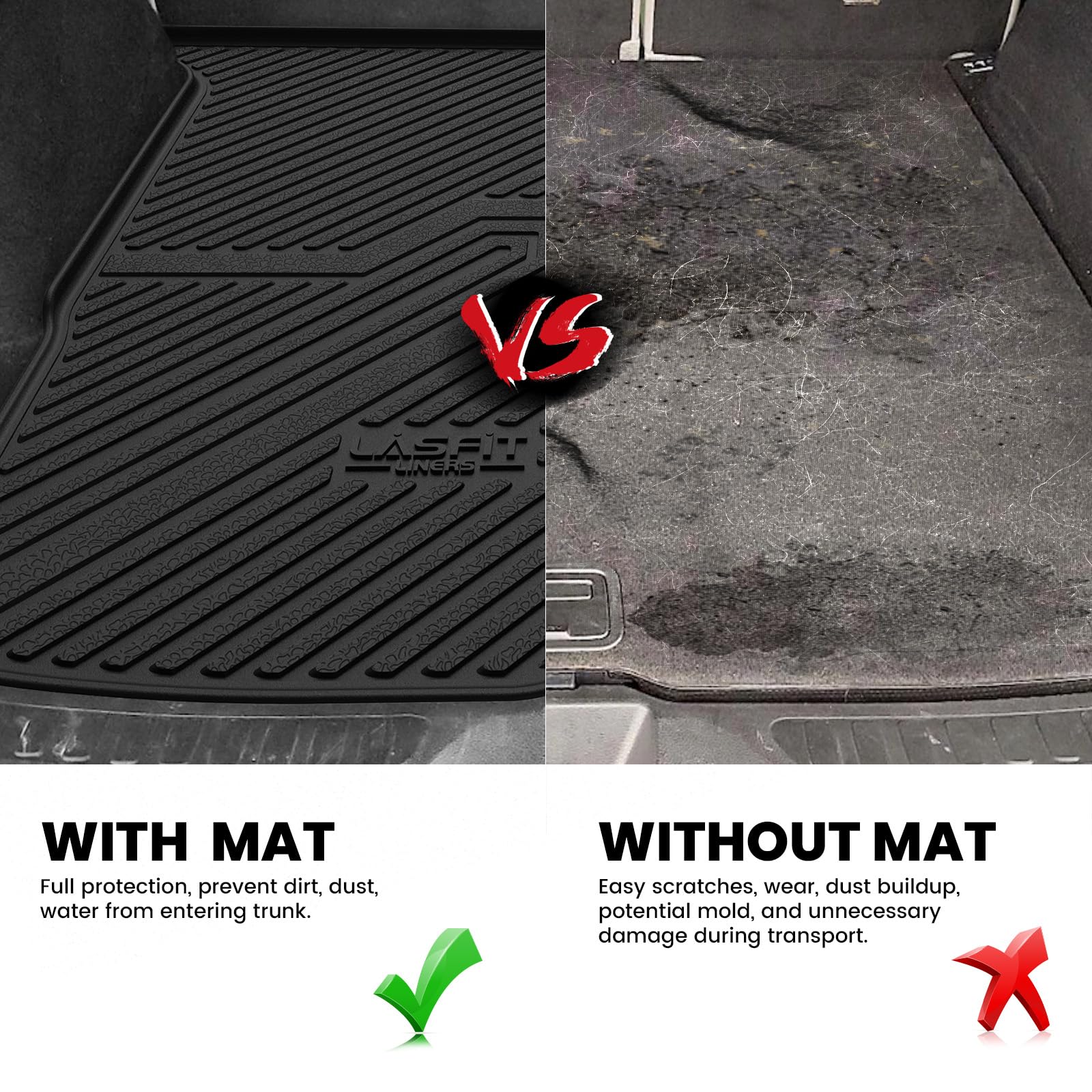LASFIT Trunk Mat for Honda Passport 2019 2020 2021 2022 2023 2024 2025, All Weather Custom Fit TPE Cargo Mat Trunk Tray Cargo Tr