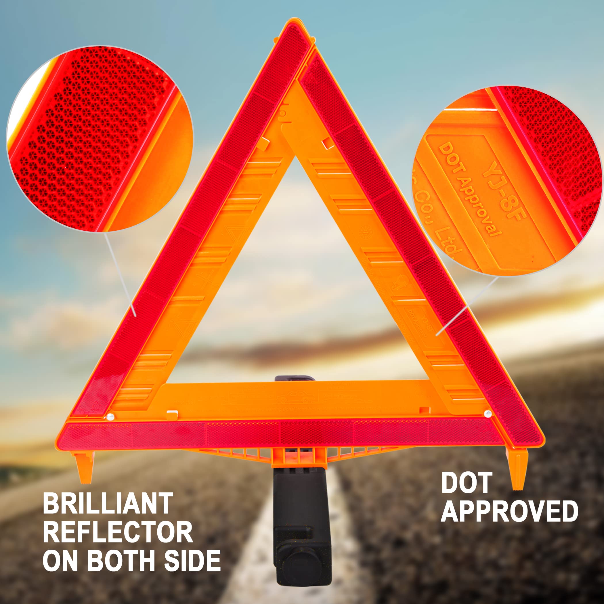 CARTMAN 3 Pack DOT Approved Reflective Warning Triangle Kit - Red, 3PK DOT-SAND FILLED for Road Safety and Emergency Use