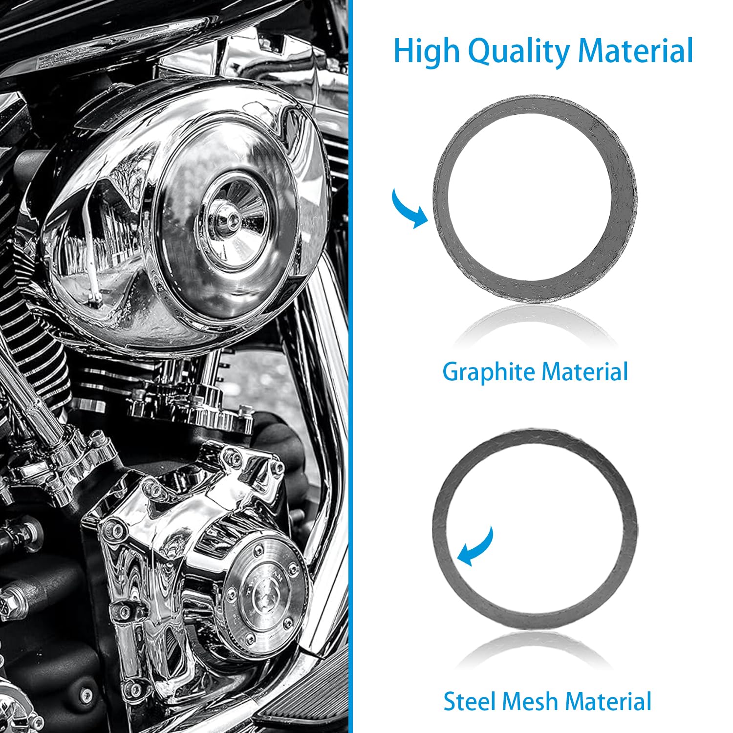 Biglknm 10Pcs Graphite Steel Mesh Tapered Port Gaskets For 1984-Later Most Bikes Touring Sportster Dyna Softail Evo