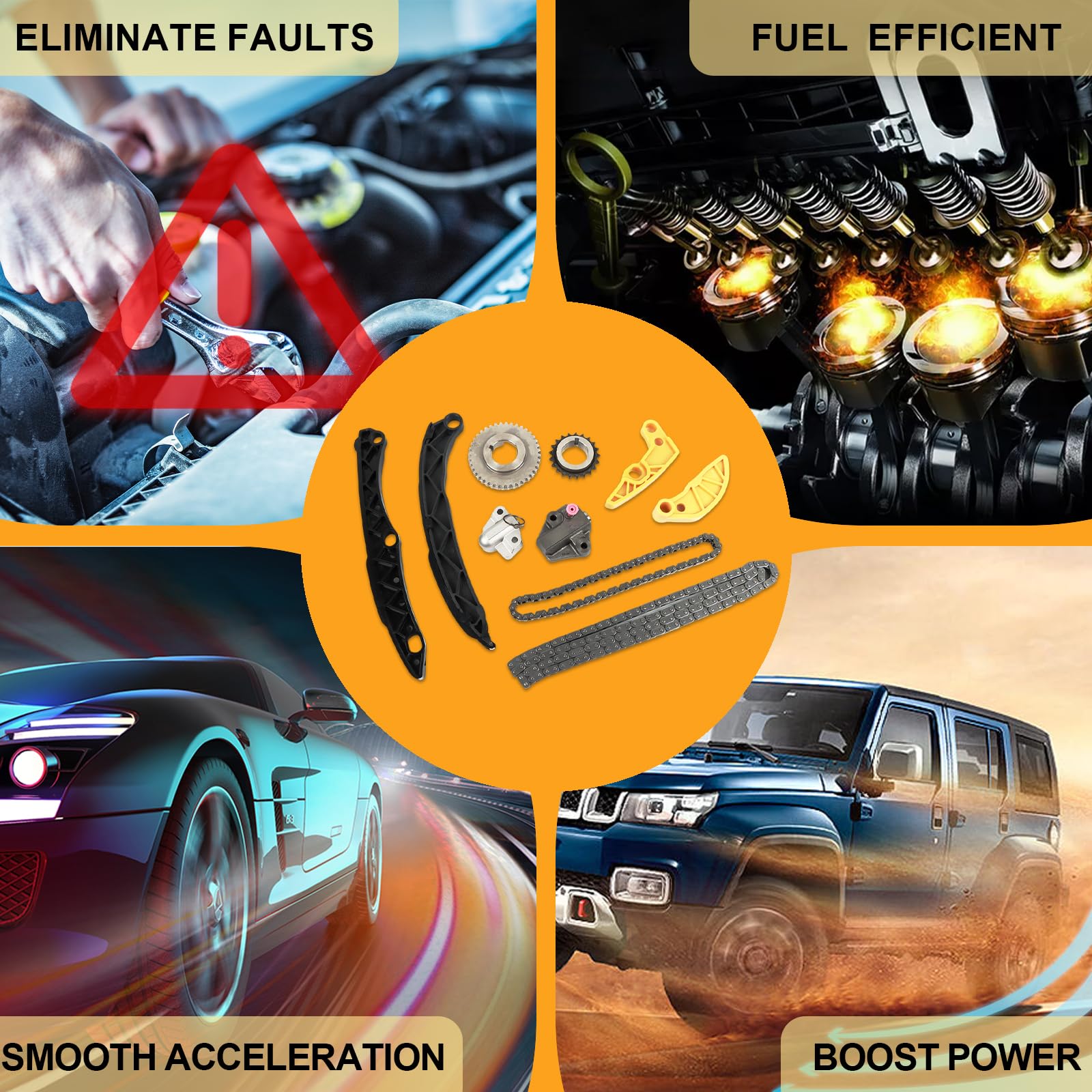 Cycwer Engine Timing Chain Kit Oil Pump Gear For G4Kj 2.4 2.0L Automotive Timing Chain Set Cam Phaser Camshaft