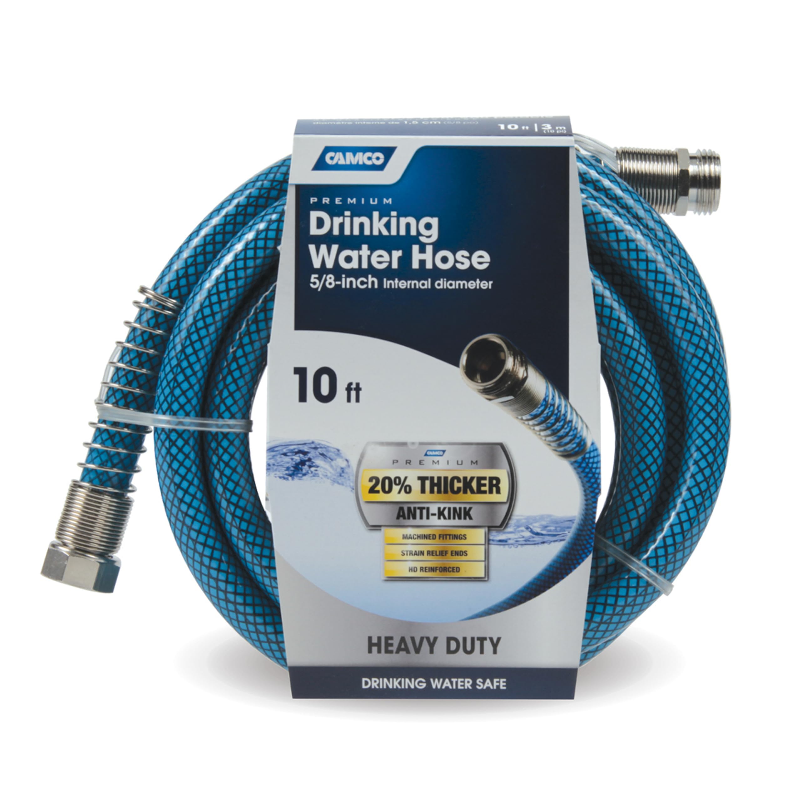 Camco TastePURE 10-Foot Premium Camper/RV Drinking Water Hose - Features a Heavy-Duty No-Kink Design with Strain Relief Ends & 5