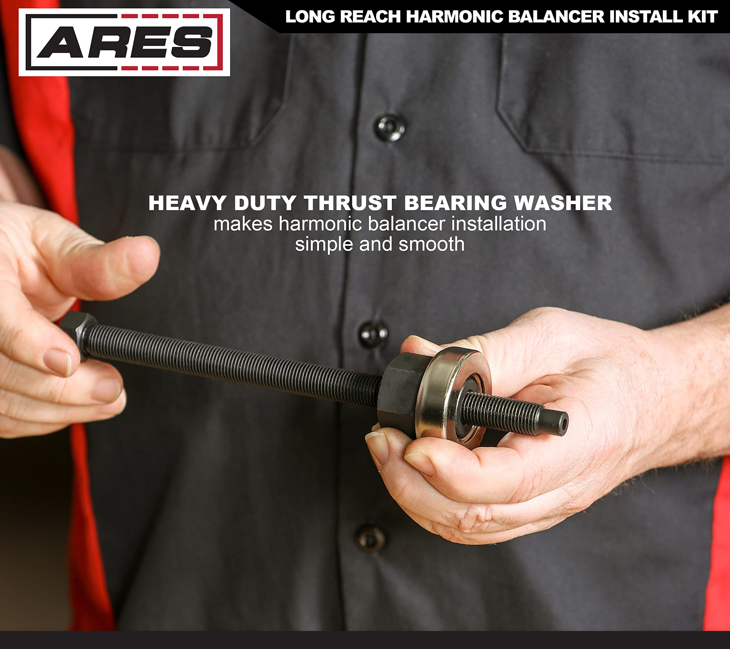 Ares 15087 - Long Reach Harmonic Balancer Install Kit - Install Balancer Pulleys On Domestic And Import Vehicles - Extra Long In