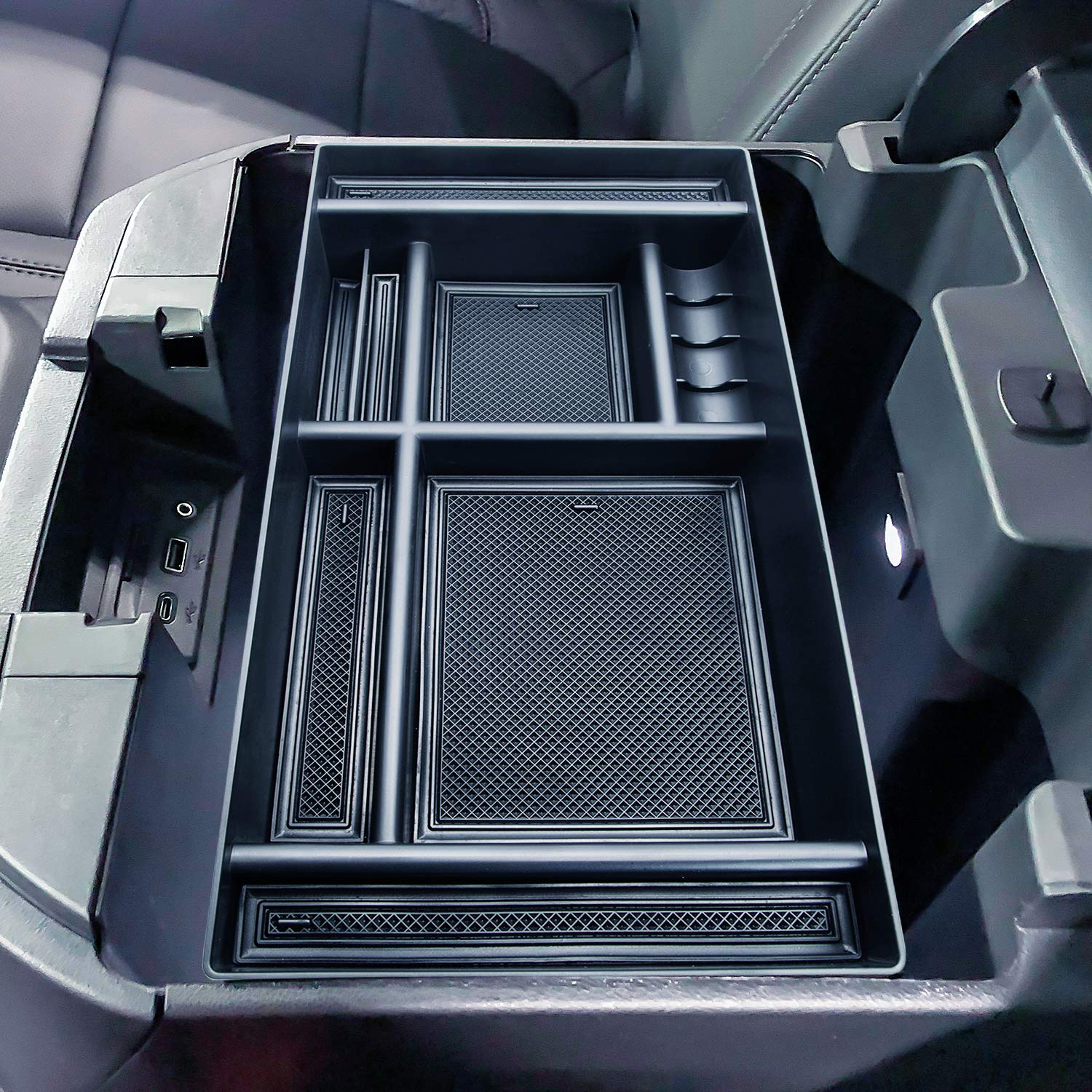 JKCOVER Center Console Organizer Tray Compatible with (2019-2024 2025) Chevy Silverado 1500/GMC Sierra 1500 and 2020-2025 Silverado/Sierra 2500/3500 HD - Full Console w/Bucket Seats ONLY-Black trim