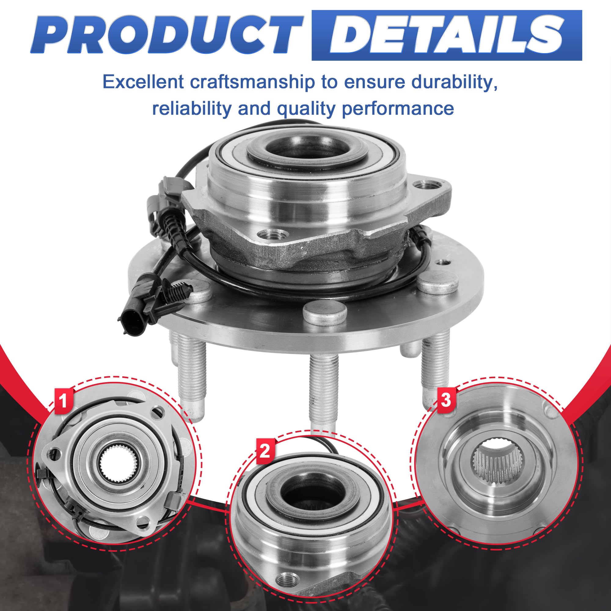 Everestway 515096 4Wd Front Wheel Hub Bearing Assembly W/Abs Compatible With Chevrolet Chevy Silverado Suburban Avalanche Tahoe Cadillac Escalade 1 Pc