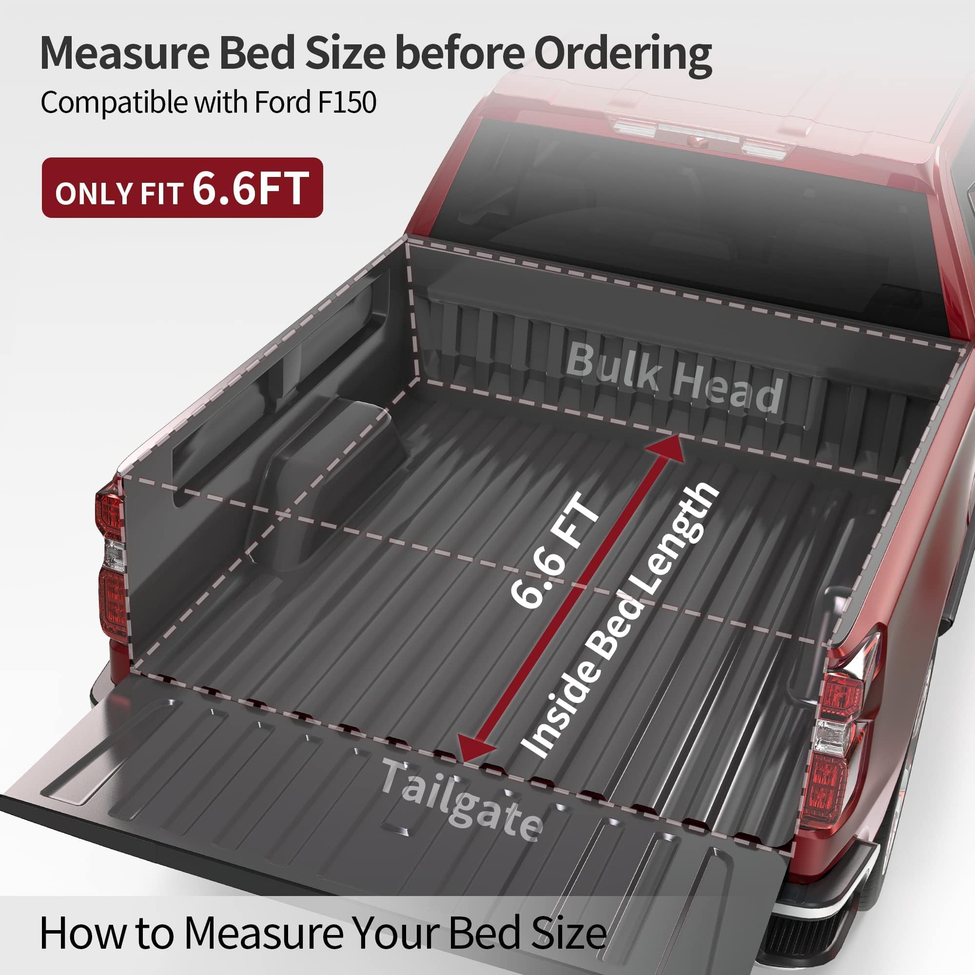 Oedro Soft Quad Fold Tonneau Cover Truck Bed Covers Compatible With 2015-2025 Ford F-150 F150, Styleside 6.5Ft Bed