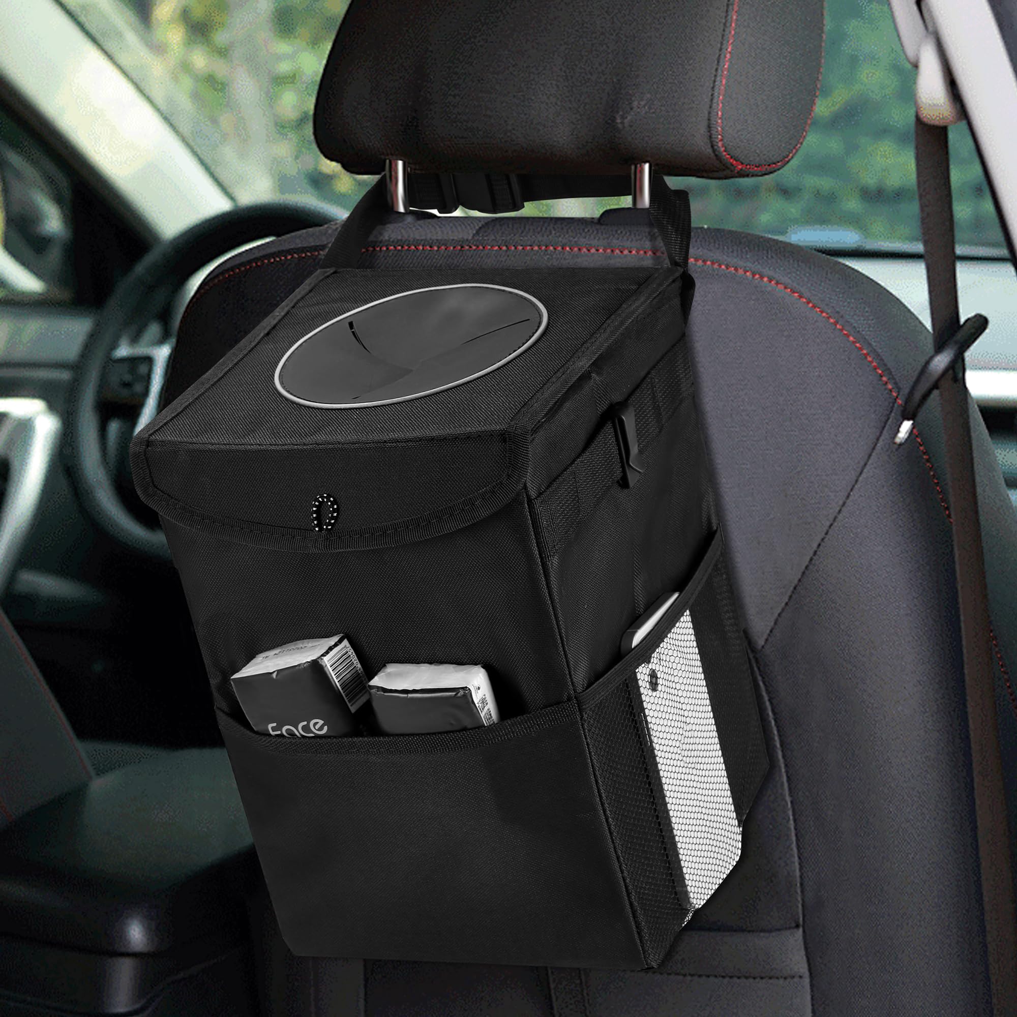 XHRING Car Trash Can Garbage Can for Ford F150 F150 F250 F350 Super Duty Transit Explorer Bronco/Bronco Sport Maverick Expediti