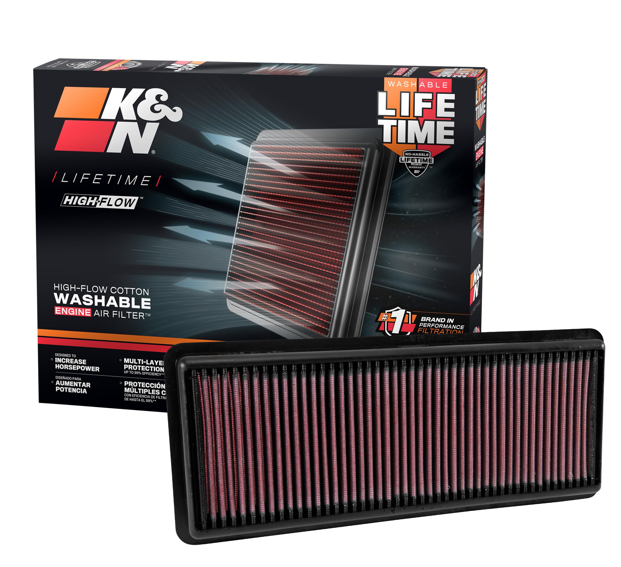 K&N High-Flow Original Lifetime Engine Air Filter: Increase Power: Premium, Washable: Compatible With 2015-2024 Abarth/Fiat/Mazd