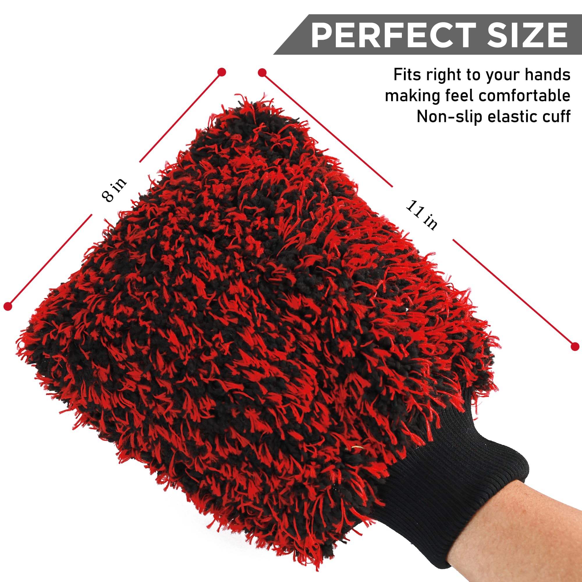 Takavu New Car Wash Mitt, 2 Pack Premium Cyclone Microfiber Washing Gloves, Holds Tons Of Sudsy Water For Effective Washing, Mac