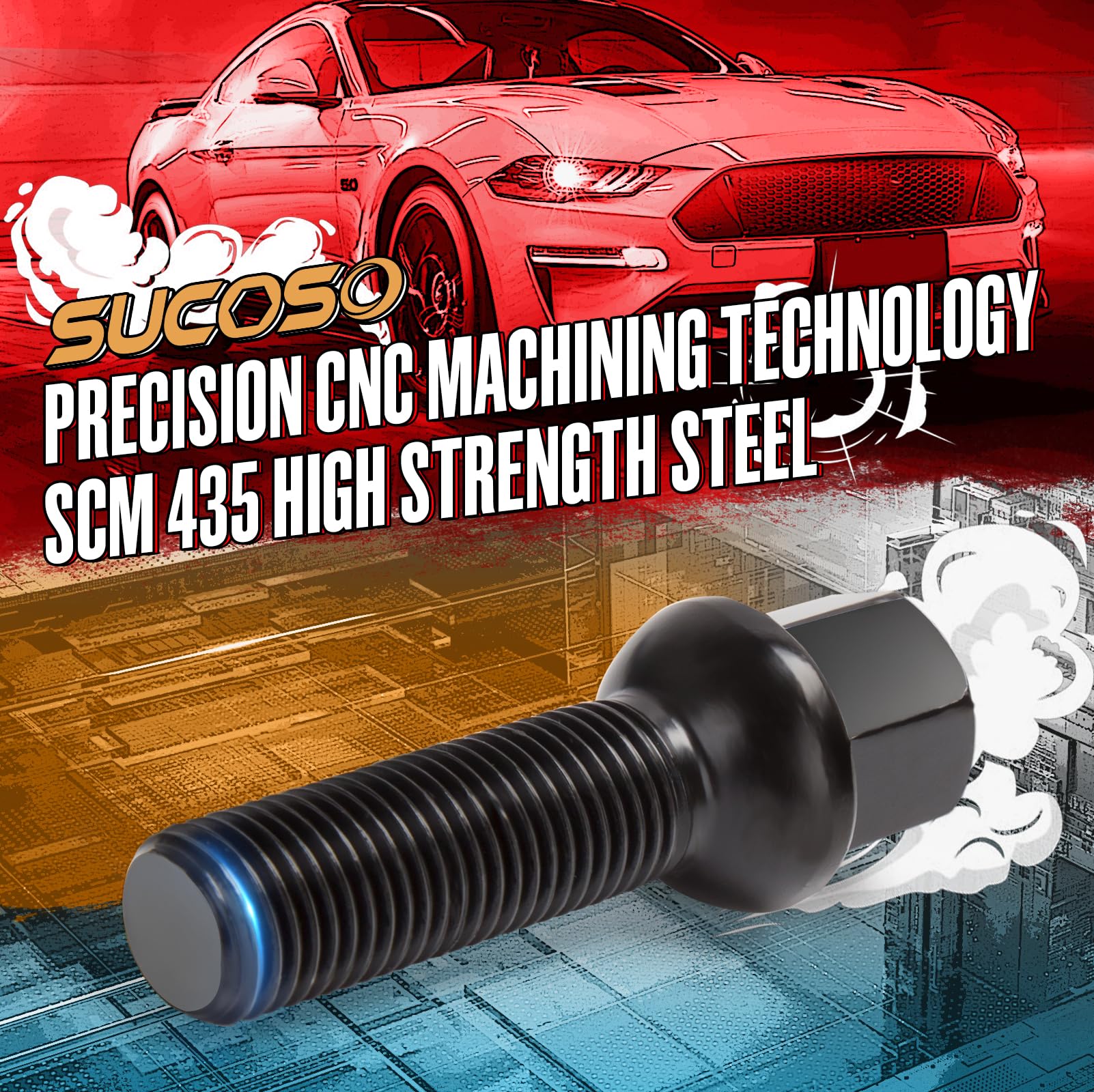 Sucoso 20Pcs 14X1.5 Extended Lug Bolts With 40Mm Shank Length Ball Seat,Aftermarket Wheel Lug Bolts For Spacers,Compatible A3 A4