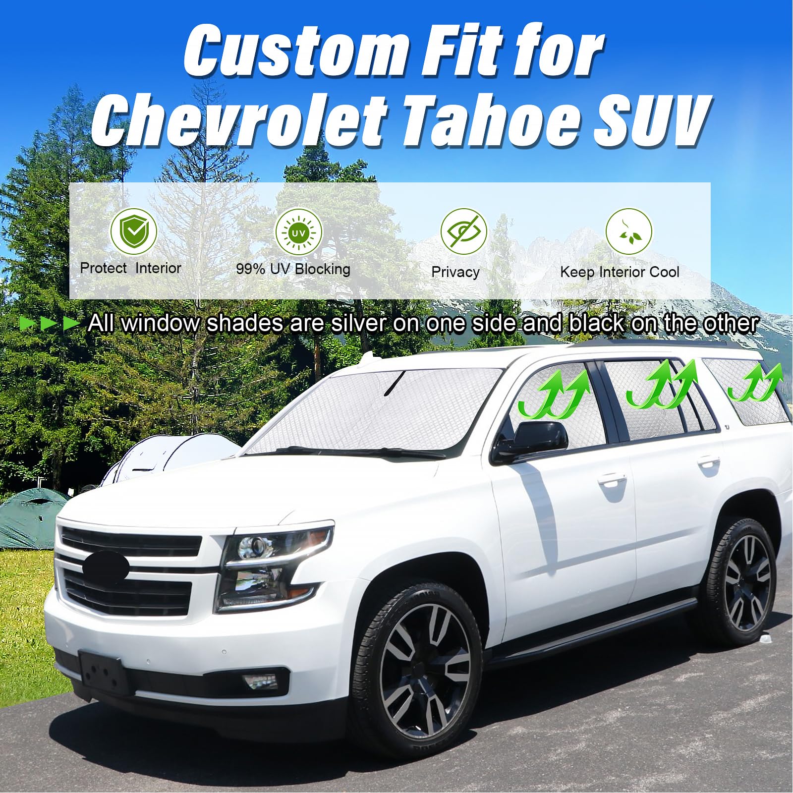 Kmf Windshield Sun Shade Replacement For Chevrolet/Chevy Tahoe Accessories 2015-2020, Side Window Sun Shade , Sun Visor Shield C