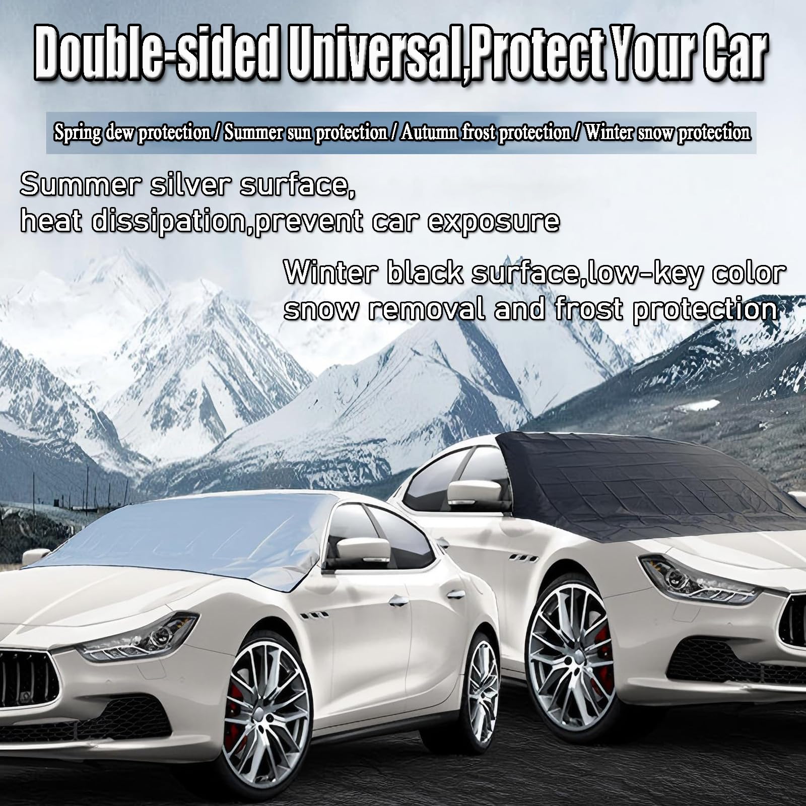 Exterior Windshield Cover - Made of 190T Silver-Plated Fabric with Magnetic Fit & Mirror Covers, All-Season Frost Shield for SUV