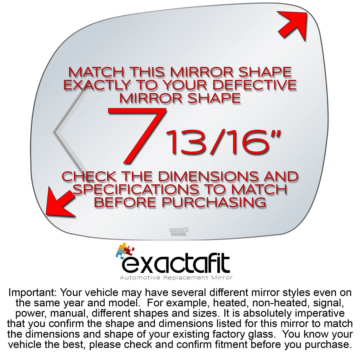 Exactafit 8209Sl Driver Side Mirror Glass Replacement Repair With Turn Signal Arrow Compatible With 2006 2007 2008 2009 2010 Toyota Sienna