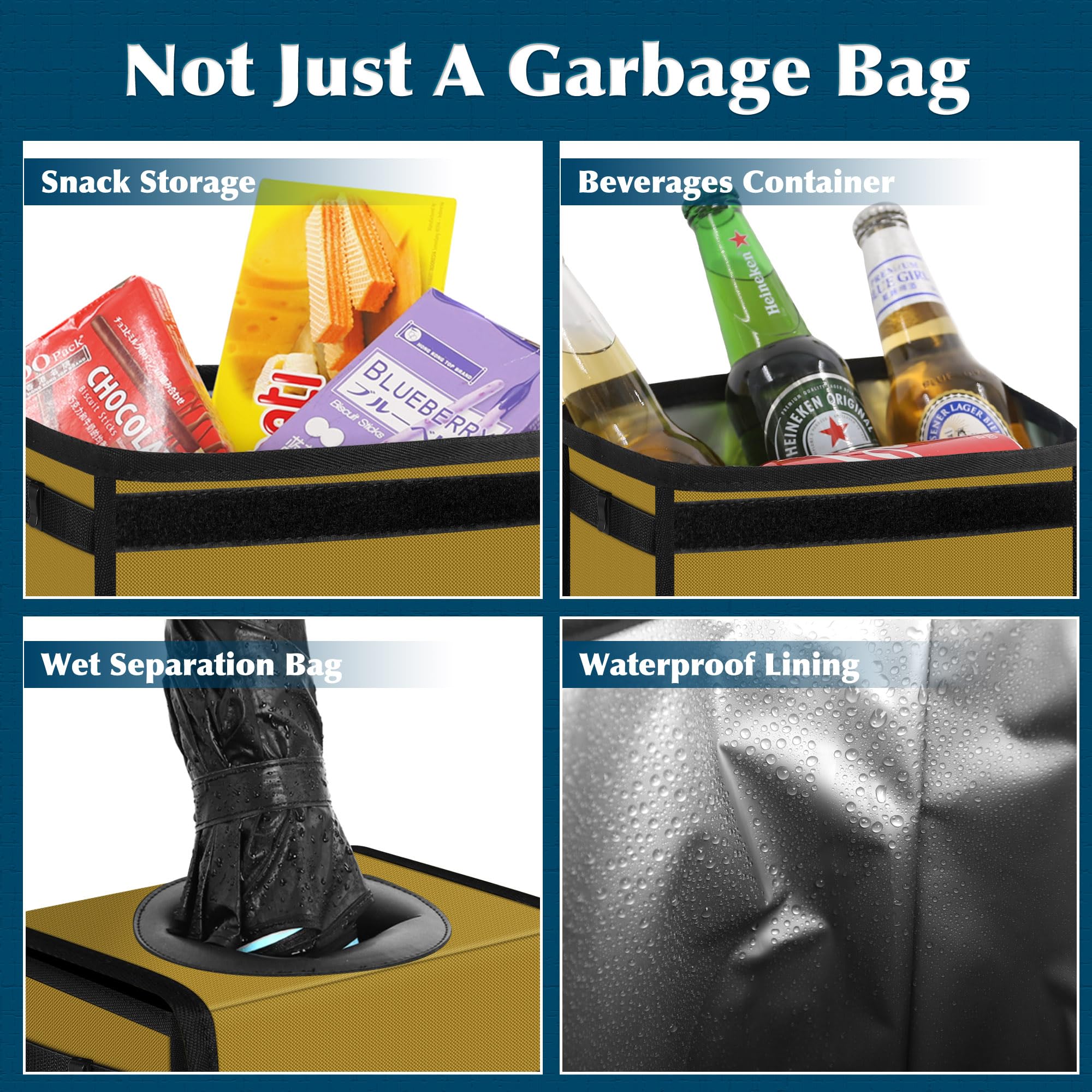 Femuar Car Trash Can with Lid - Leak Proof, Waterproof Garbage Can for SUV Front Seat, Multipurpose Car Hanging for Headrest, Co