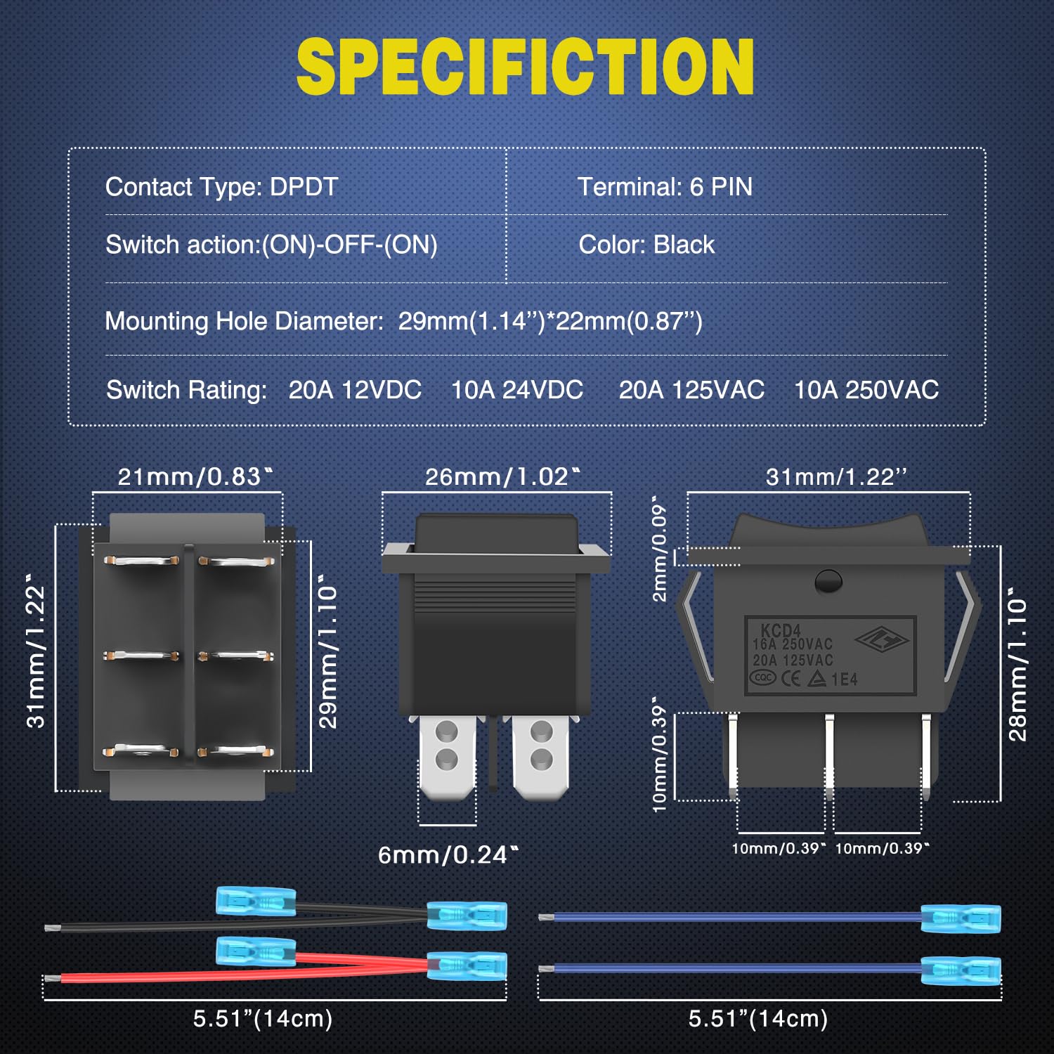 Nilight 6Pin Momentary Polarity Reverse Switch On Off On Dpdt 3 Position 20A 12Vdc 125Vac Motor Control Automatic Reset For Boat