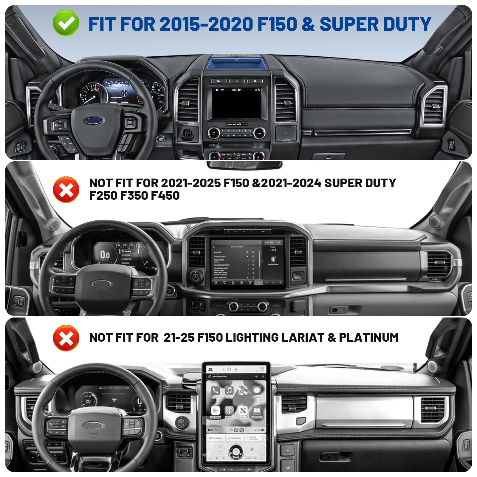 Surfcabin Magnetic Dash Phone Holder for F150, No Punching Required Phone Mount Compatible with 2015-2020 F150 2017-2022 F250 F3