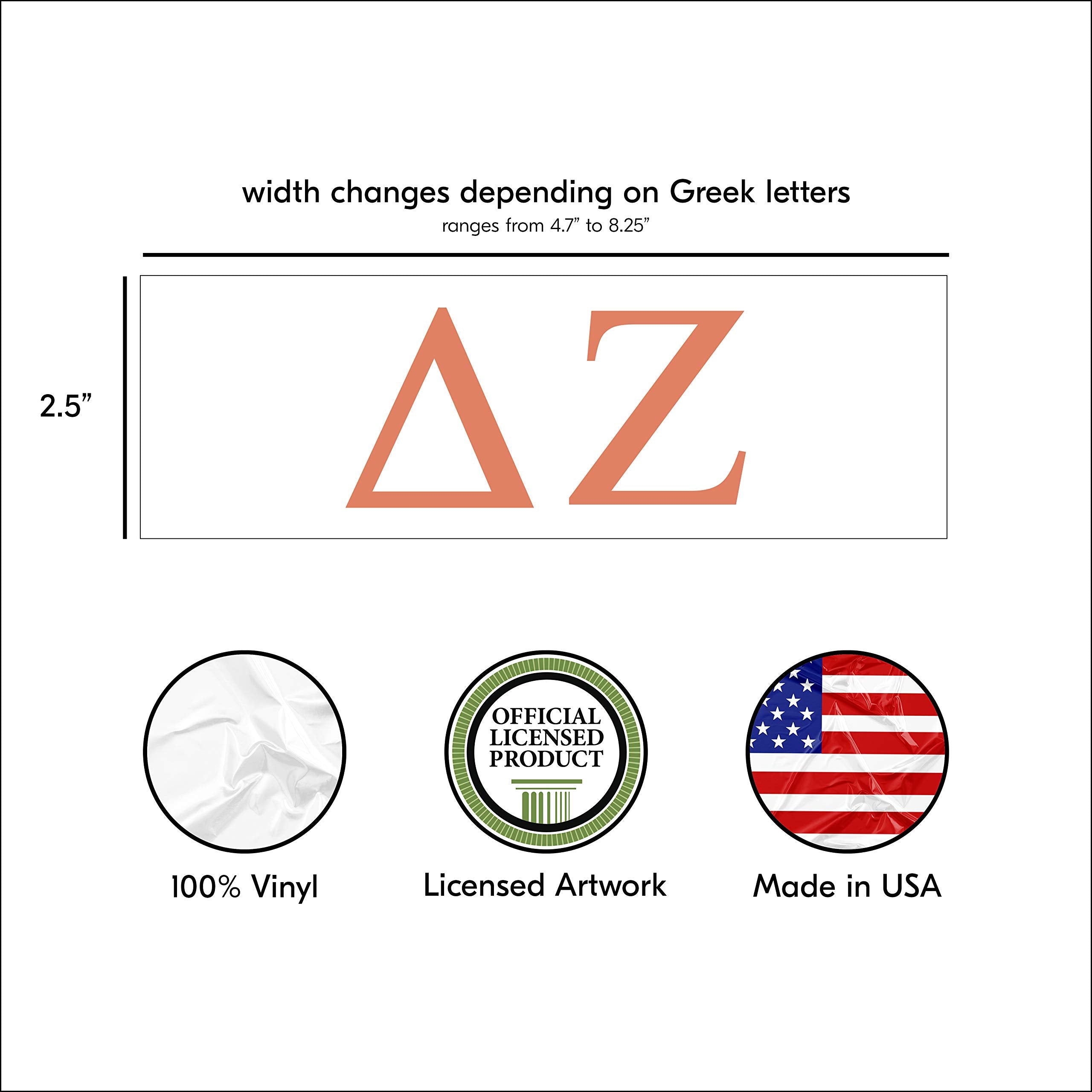 Pro-Graphx Delta Zeta Greek Sorority Sticker Decal, 2.5 Inches Tall, Coral