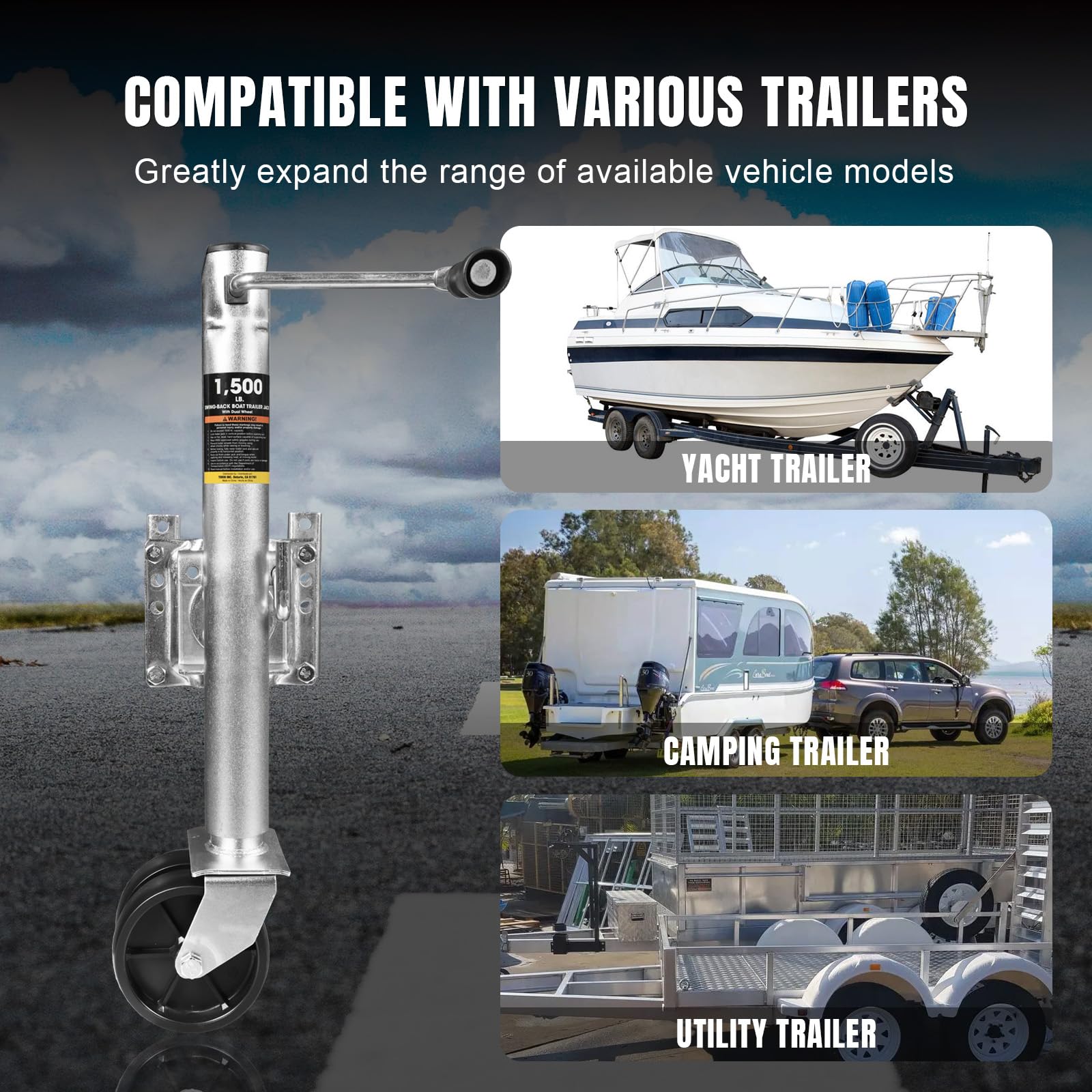 Torin 1500 Lbs Trailer Jack With Wheel, Heavy Duty Swivel Boat Trailer Jack, 13'' Lift, Bolt-On Trailer Tongue Jack For Rv Boat