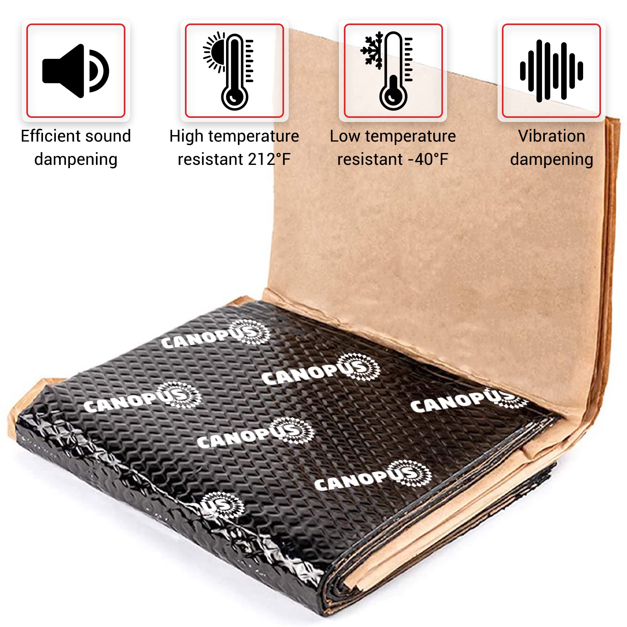 Canopus Car Sound Deadening Mat, 80 Mil 5 Sqft, Pack Of 5 Sheets, Butyl Sound Deadener Mat, Audio Car Sound Dampening Material F