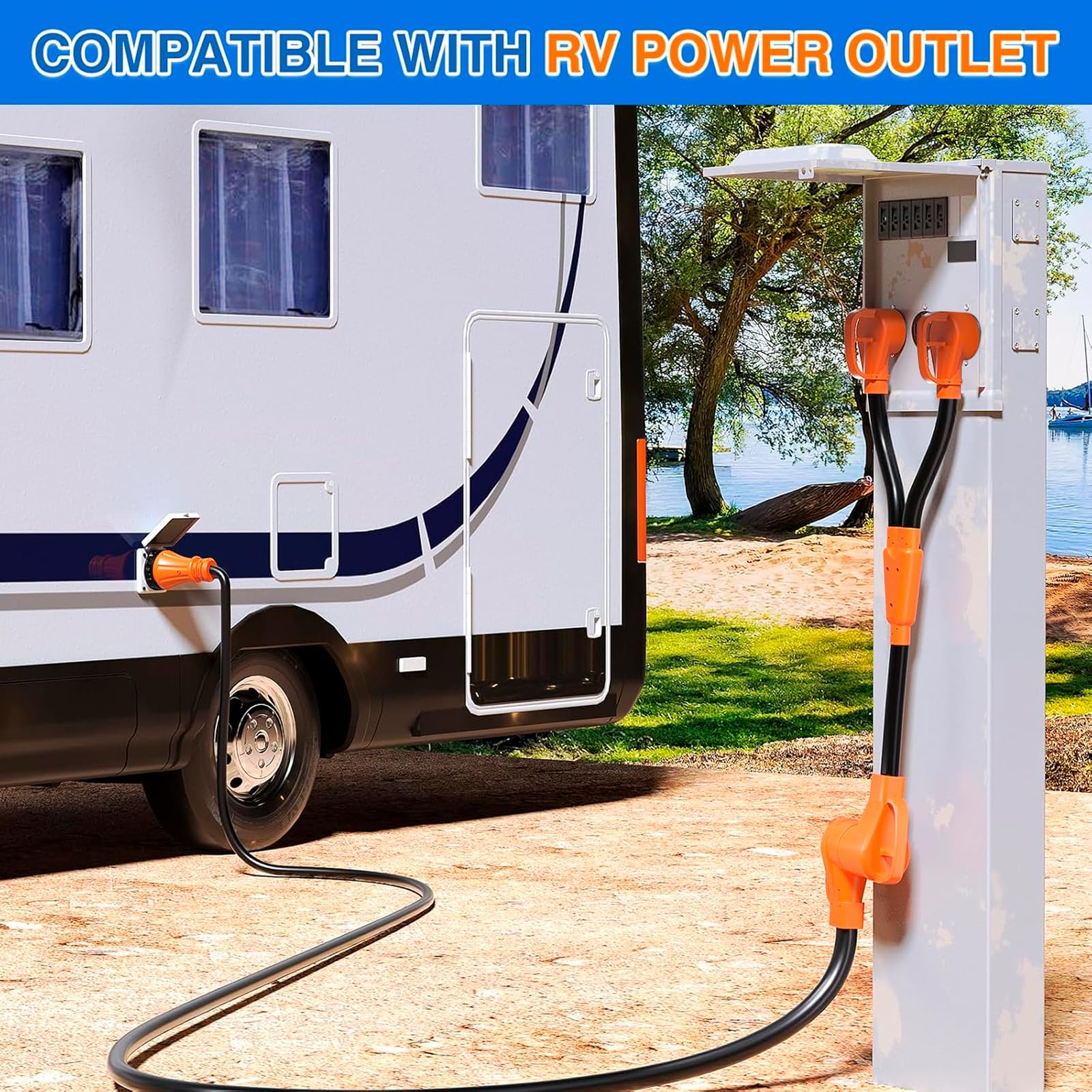 Nilight 30A to 50A Y Splitter Adapter Cord - TT-30P Male to 14-50R Female, Heavy Duty Waterproof for RV, Camper, Trailer, Van