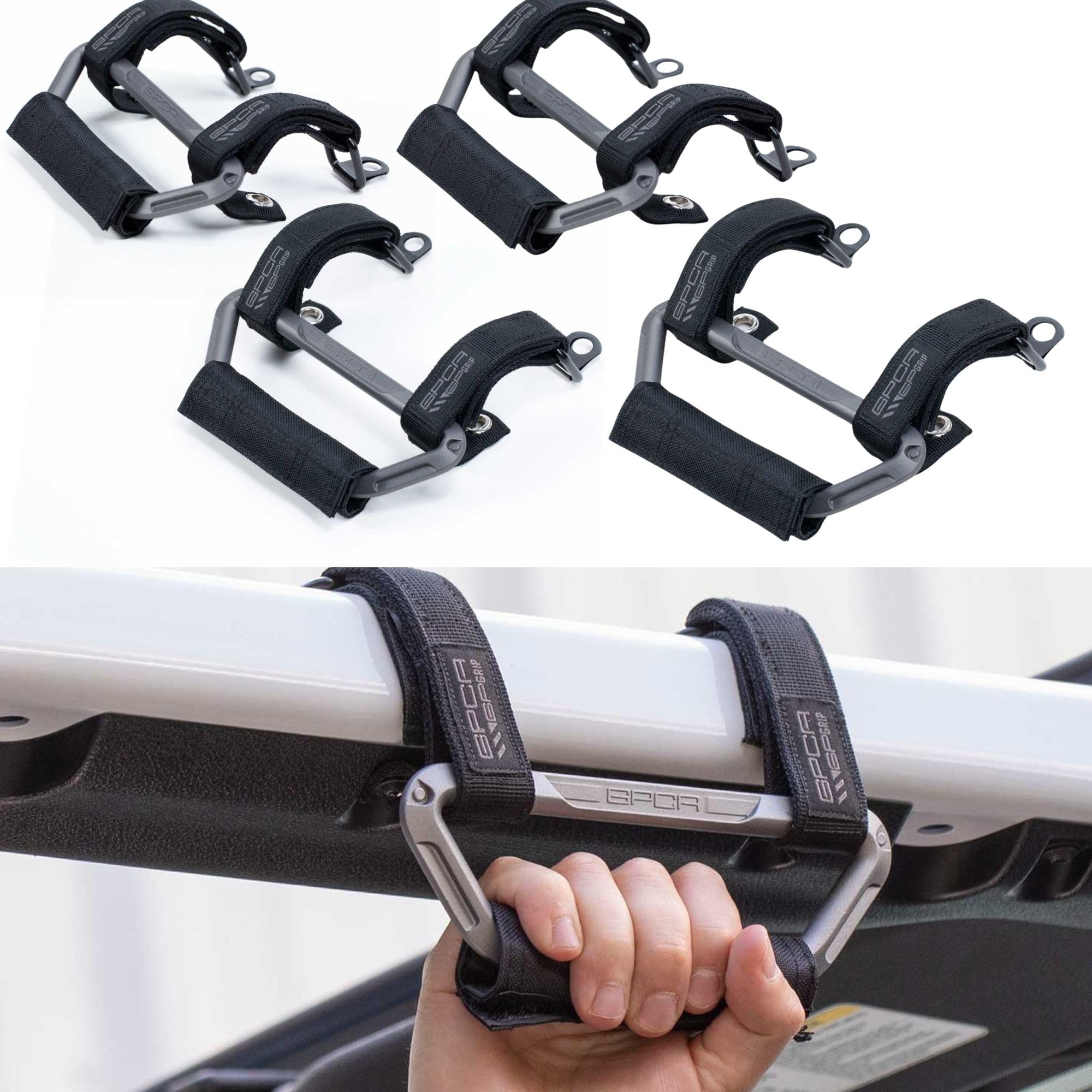 GPCA GP Grip Air Grab Handles Designed for 2024+ Jeep Wrangler JL 4xe w/Airbag Compatible - Aero-Grade Aluminum, Patented Foldab