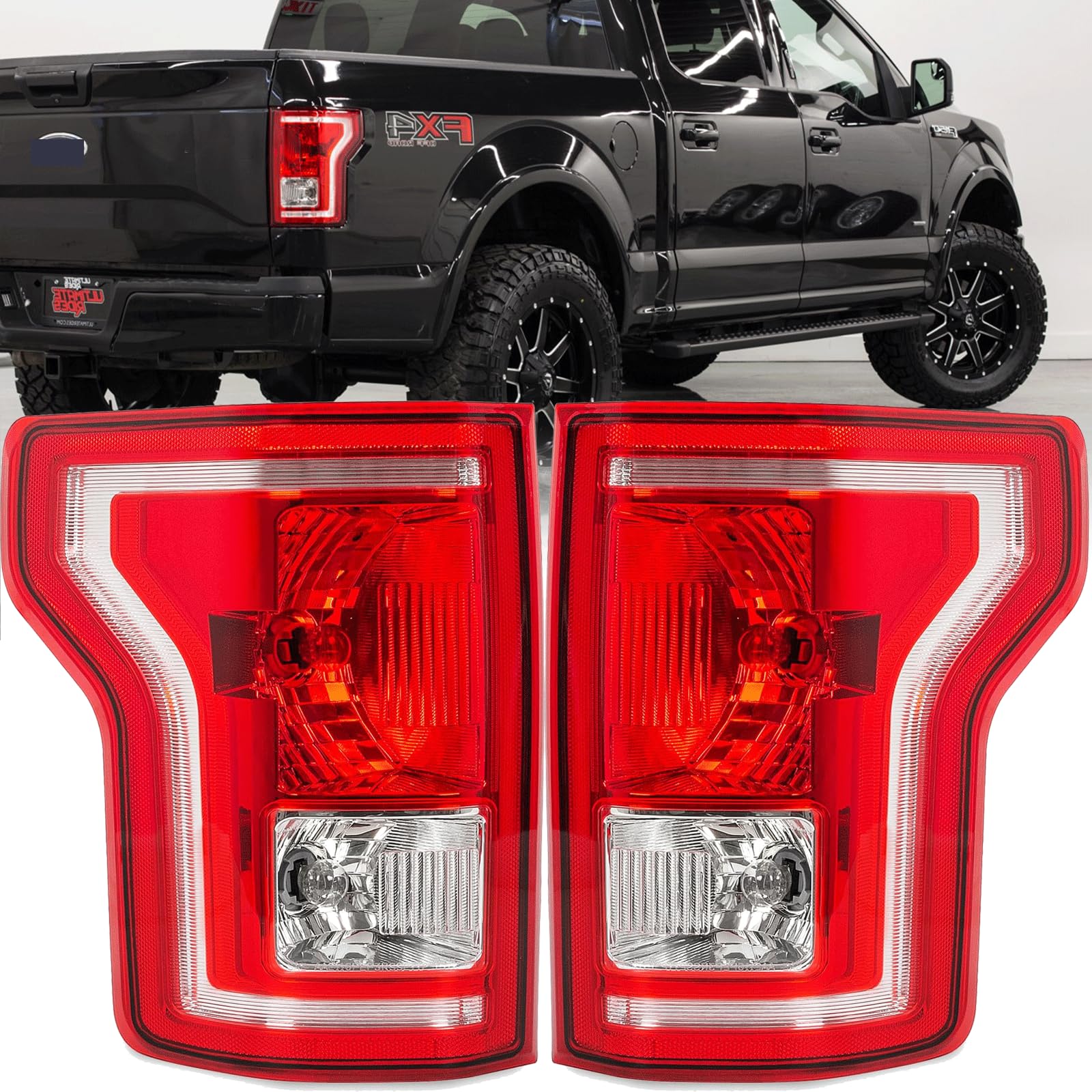 Driver And Passenger Side Tail Lights Housing Compatible With 2015 2016 2017 Ford F150 F-150 Taillights With Bulb