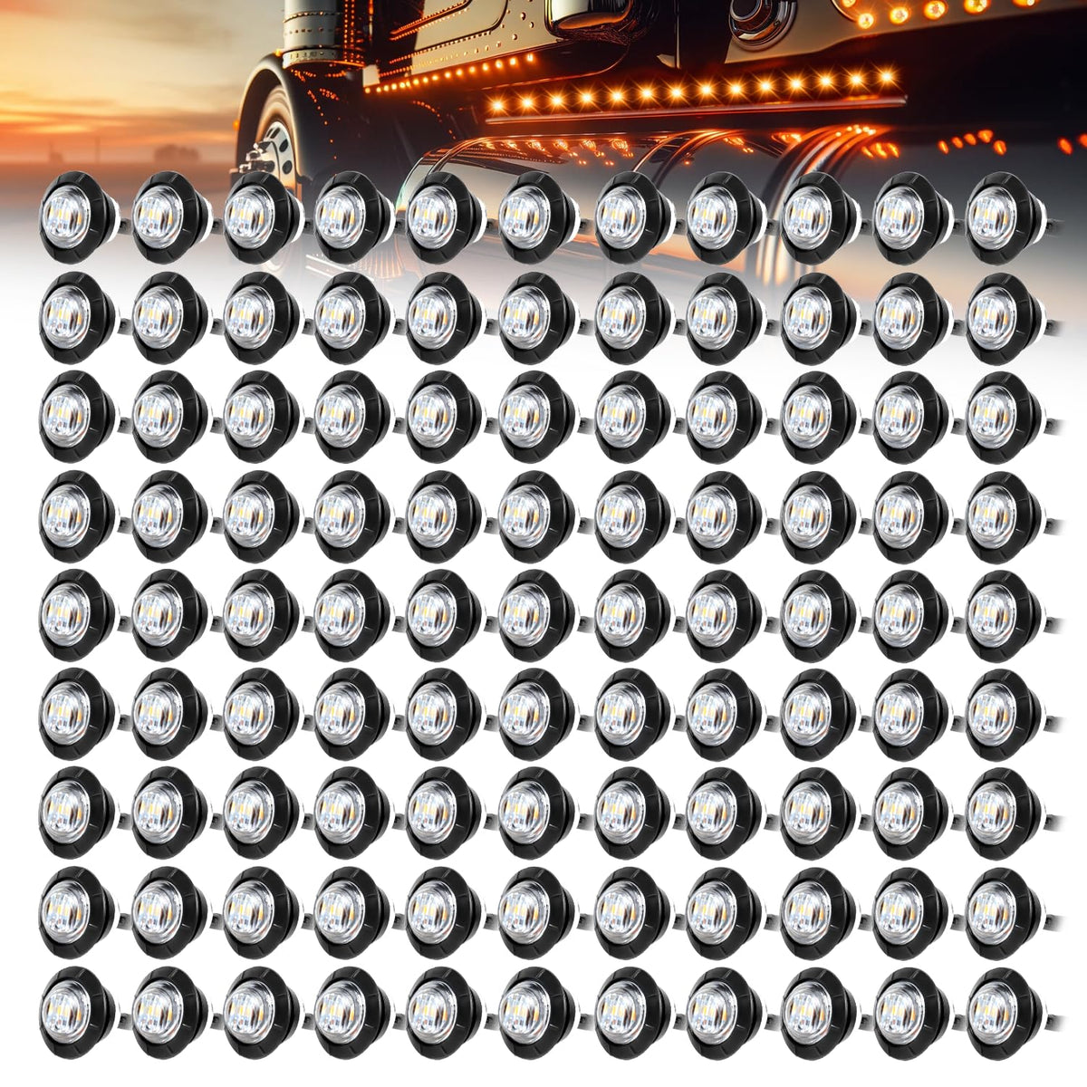 Madcatz Meerkatt Big Sets 3/4 Inch Mini Round 3 Led Side Marker Indicator Clearance Light W/Grommets Truck Car Trailer Boat 12V
