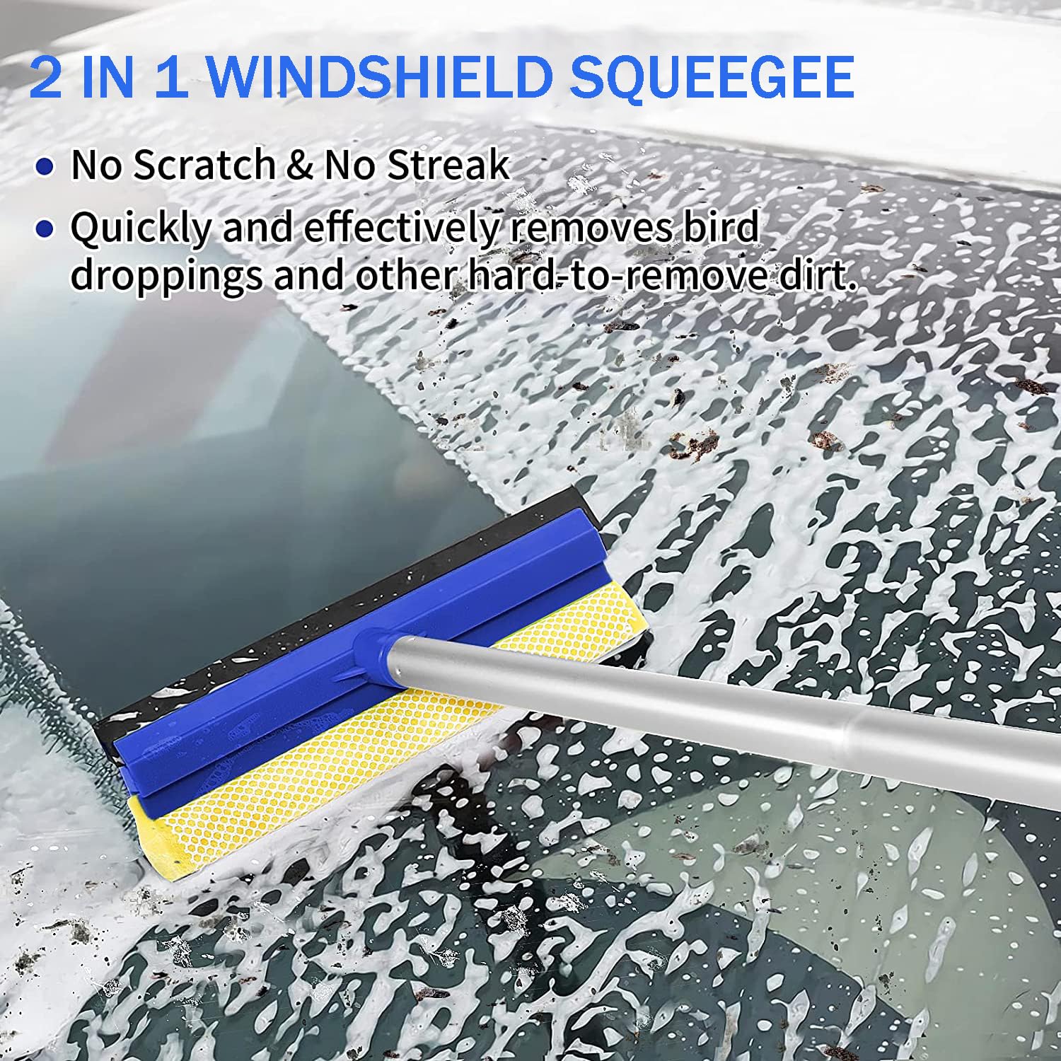 Stemni 62'' Car Wash Brush with Long Handle, Scratch-Free Soft Bristles Sturdy Car Wash Mop, Extension Pole Cleaning Brush Kit W