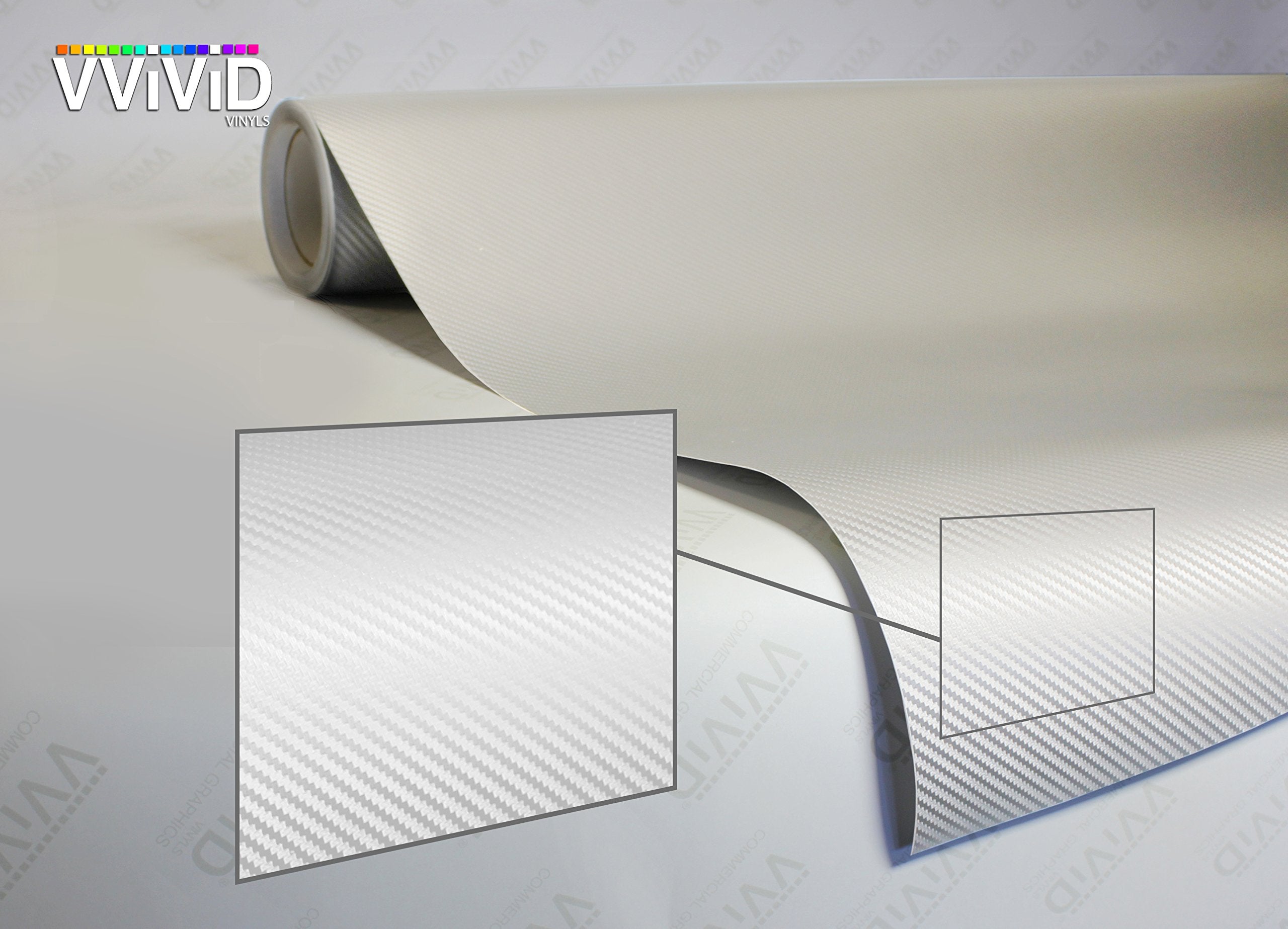 Vvivid Xpo White Carbon Fiber Car Wrap Vinyl Roll With Air Release Technology (6Ft X 5Ft)