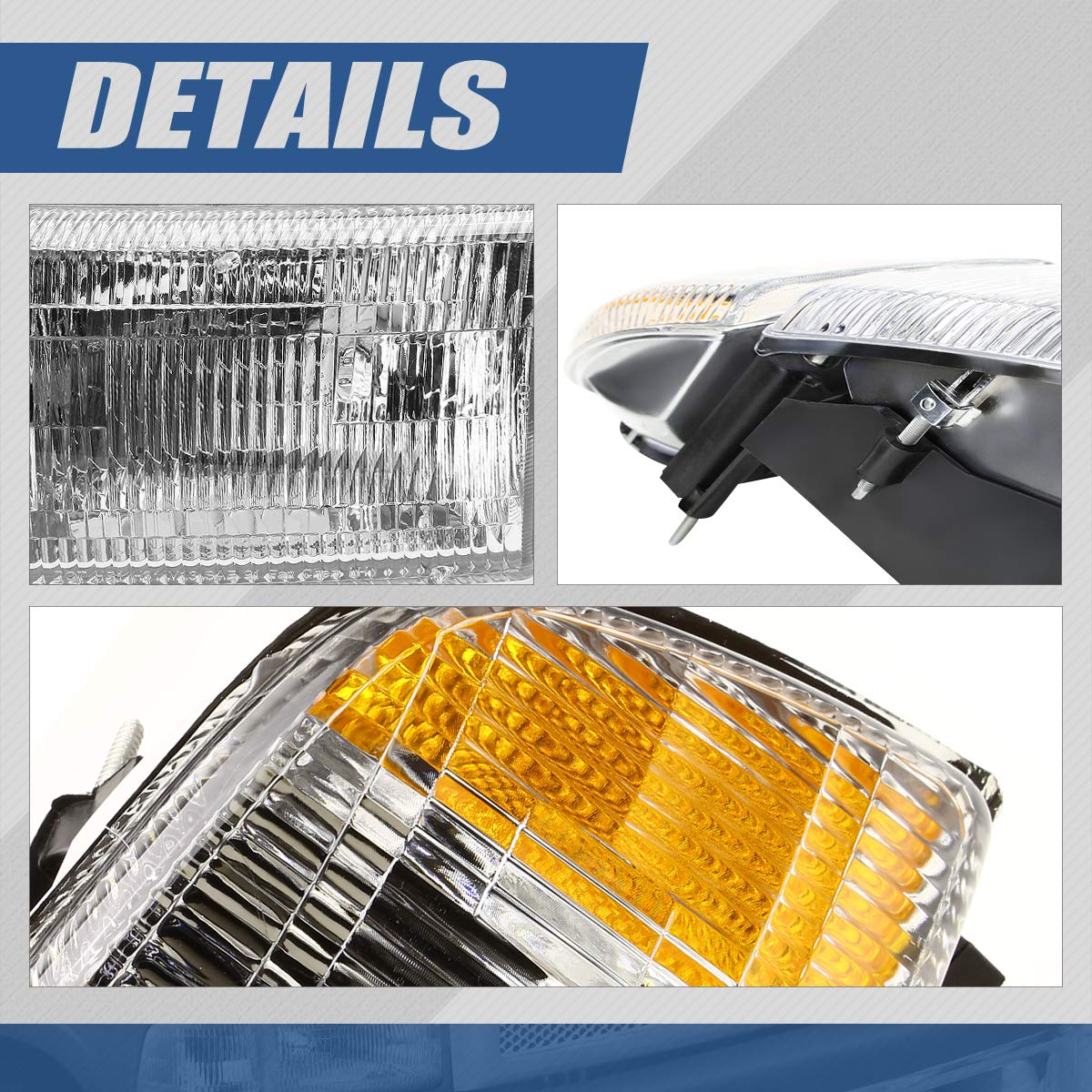 Auto Dynasty 4Pcs Headlights Assembly With Corner Lamp Compatible With Dodge Ram 1500 2500 3500 (Non-Sport Models) 94-02, Driver