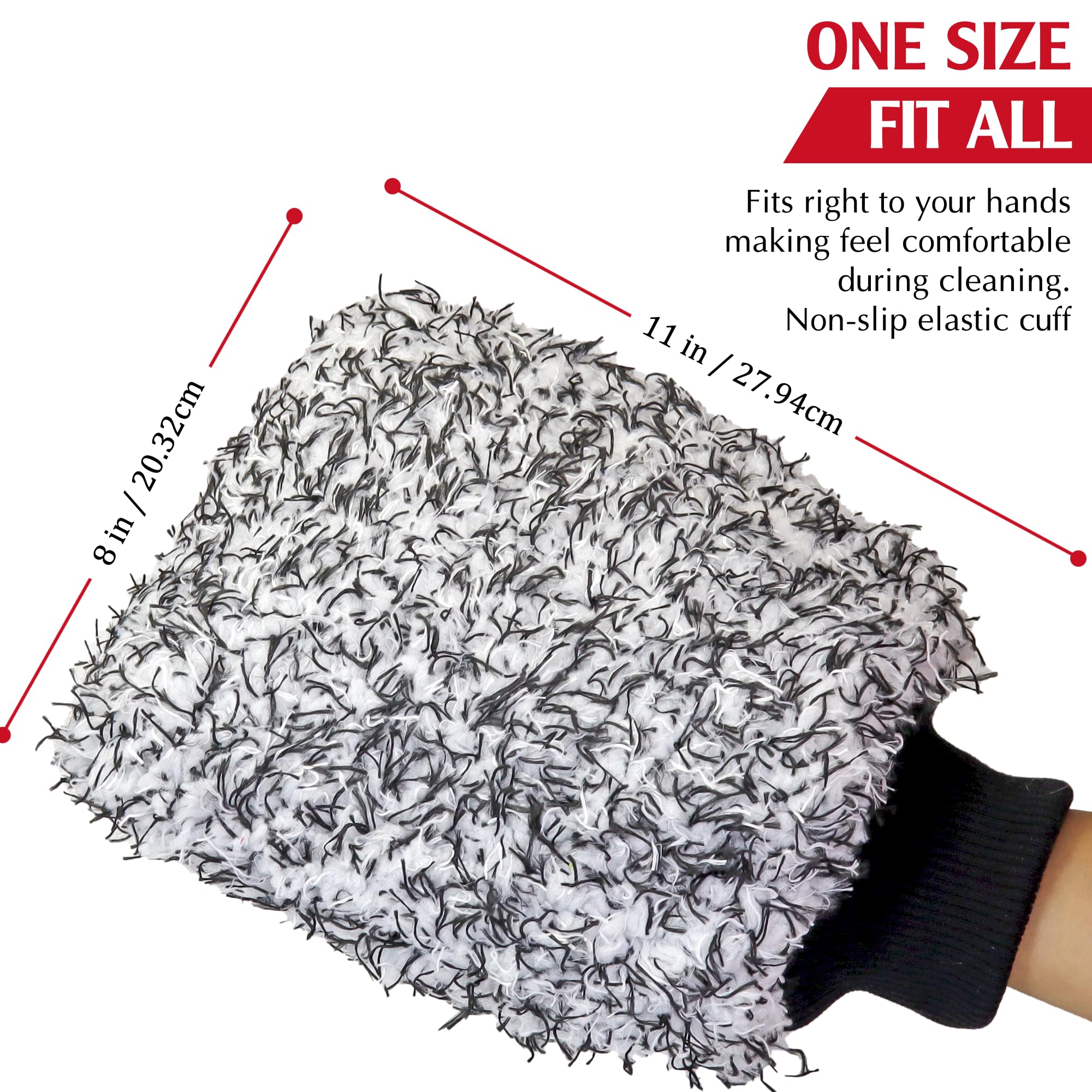 Takavu Microfiber Cleaning Mitt, 2 Pack Premium Cyclone Car Washing Gloves, Scratch-Free Lint-Free Wash Mitts, Holds Tons Of Sud