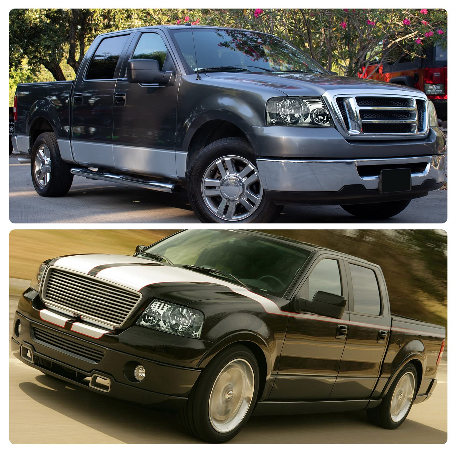 Dwvo Headlights Assembly Compatible With 2004 2005 2006 2007 2008 Ford F-150/06 07 08 Lincoln Mark Lt Oe Headlamp Chrome Housing