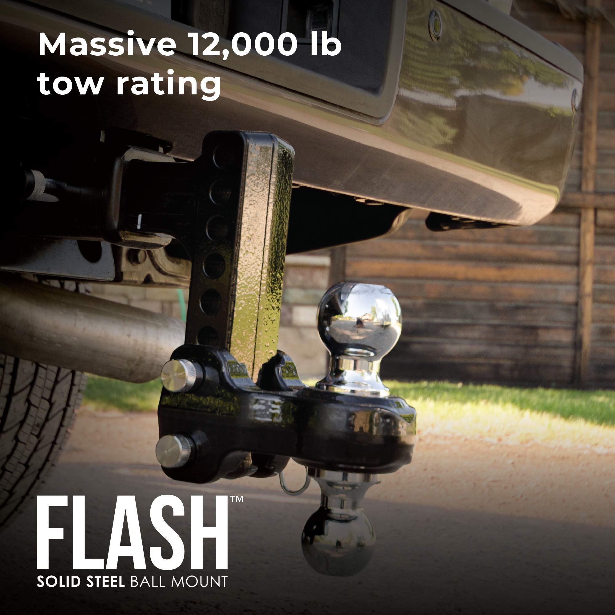 Fastway Flash Solid Steel 49-00-5925 Adjustable Steel Ball Mount With 10 Inch Drop, 2.5 Inch Shank, And Chrome Plated Balls