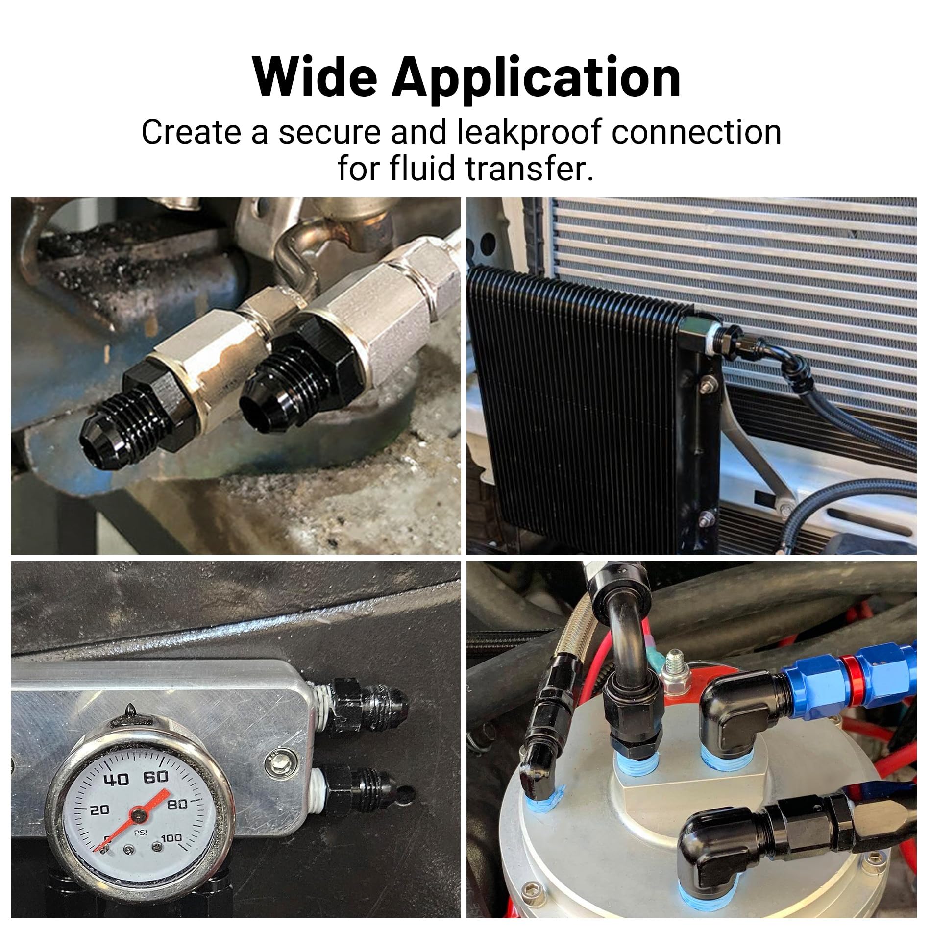 Evil Energy 16An Male Flare To 3/4'' Npt Pipe Fitting Adapter Straight Aluminum Black 2Pcs