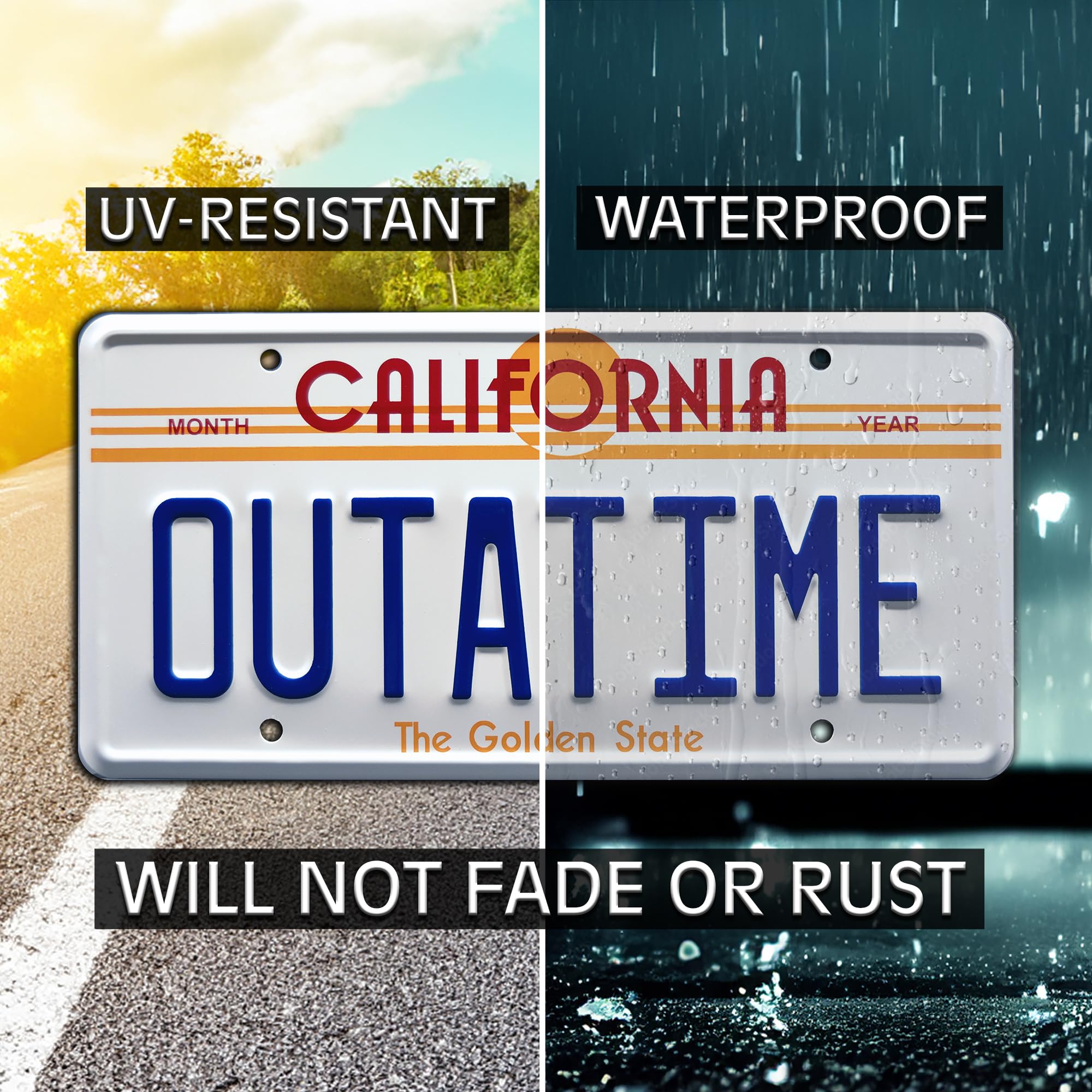 Celebrity Machines Back To The Future | Delorean | Outatime | Metal Stamped Vanity Prop License Plate