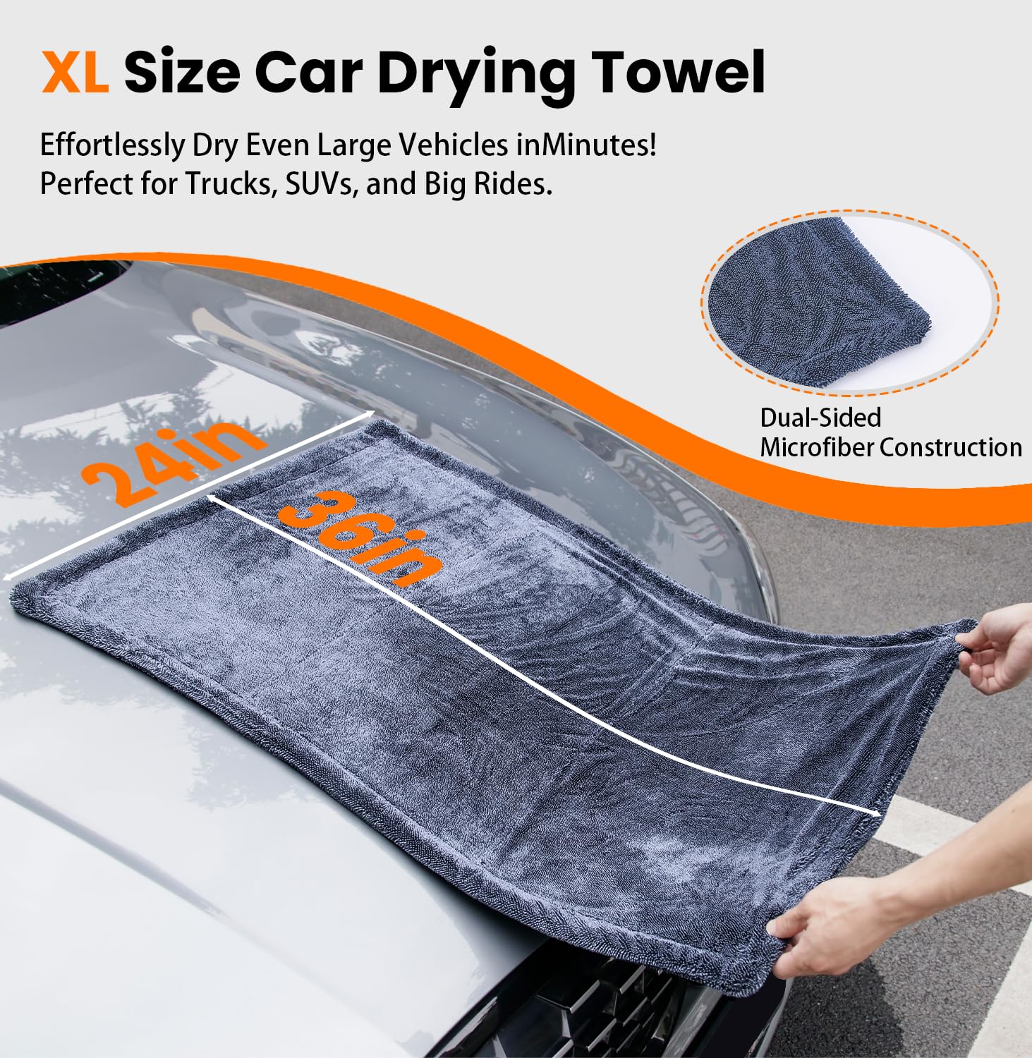 HmmtyRack 1300GSM Car Drying Towel Microfiber Towels for Cars 24''x36'' Large Giant Big Microfiber Cleaning Cloth with Car Wash