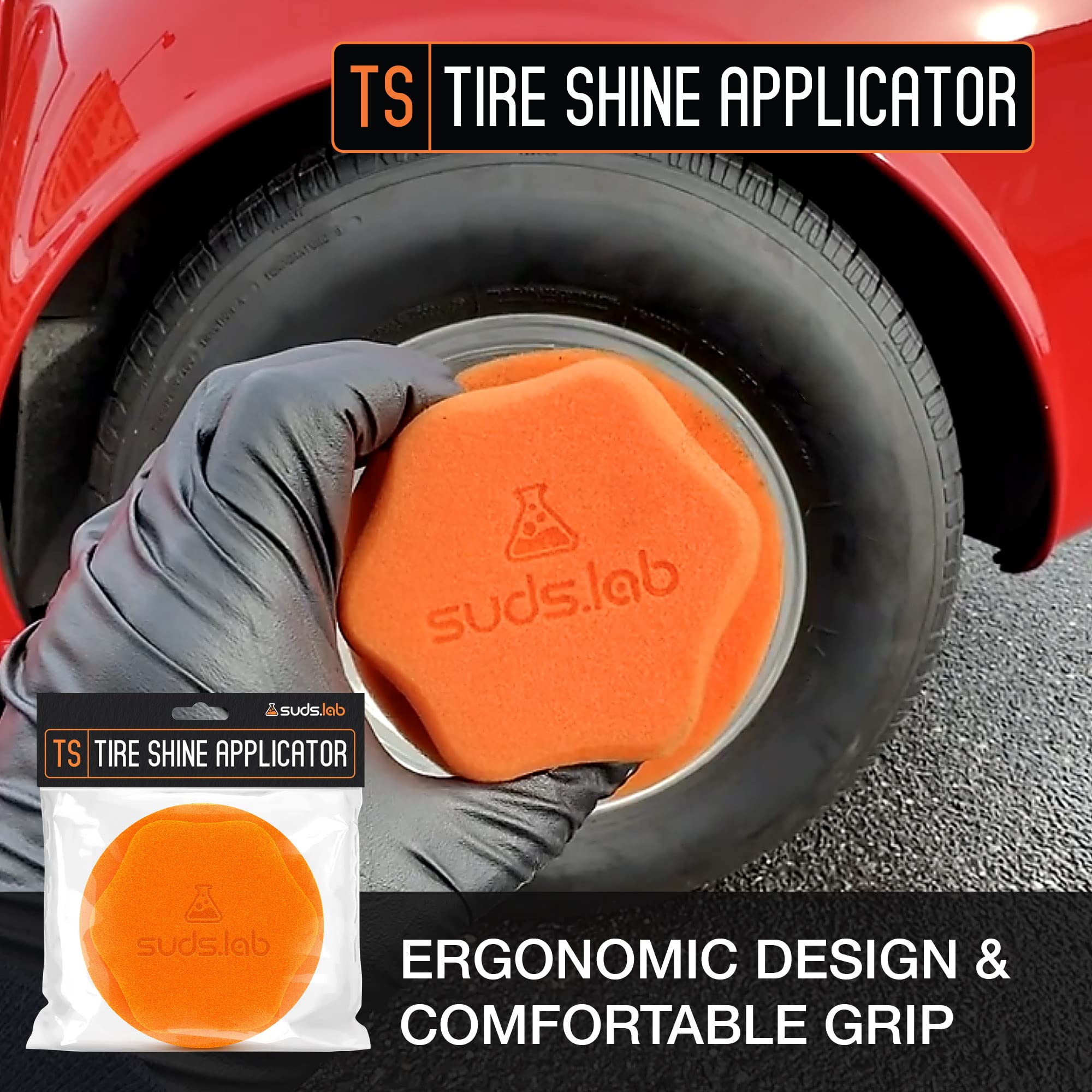 Suds Lab Ts Tire Shine Applicator - Reusable Foam Applicator For Tire Treatments - Use With Tire Gel, Tire Shine, Tire Wet, Tire
